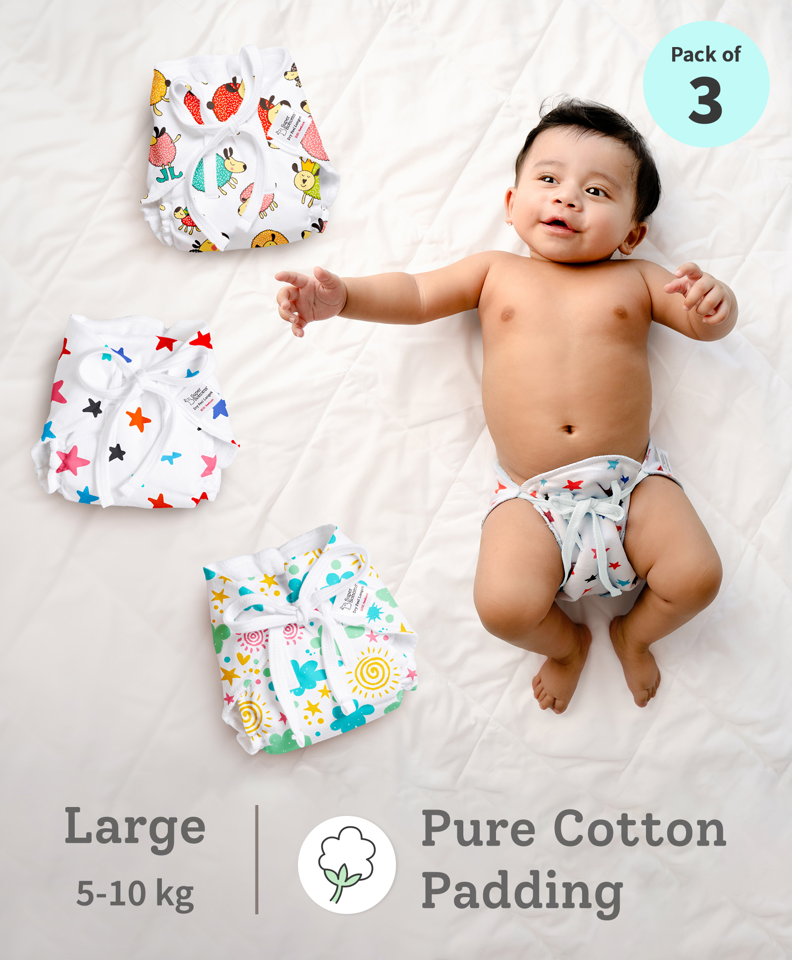 SuperBottoms First Love DryFeel Langot With 100% Cotton Padding Pack of 3 -Small-picture-27