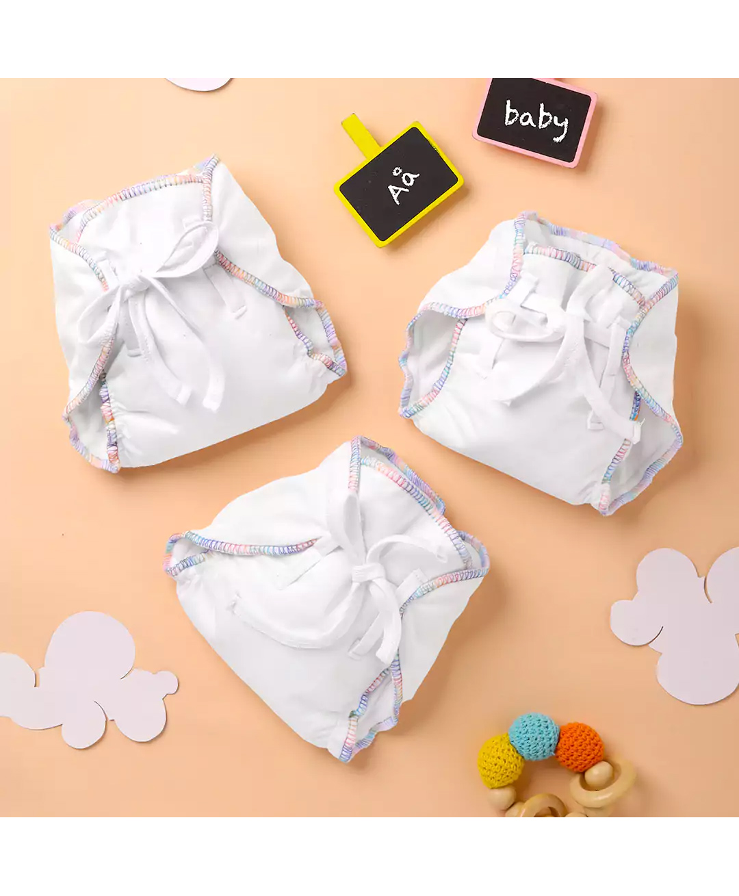 SuperBottoms First Love DryFeel Langot For Newborn Baby With 100% Cotton Padding Pack of 3 - Large-picture-29