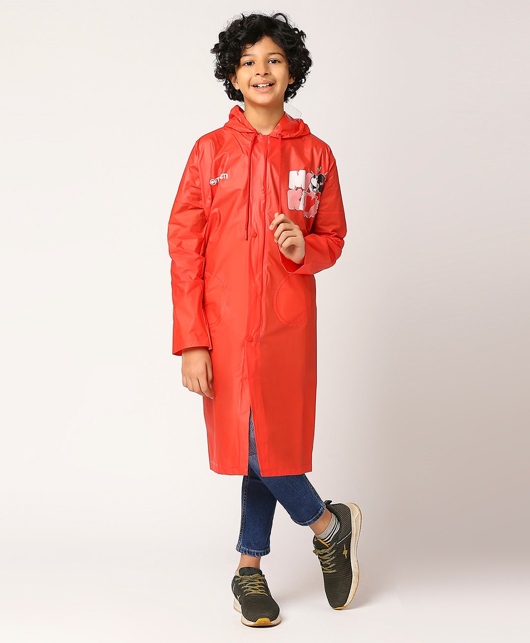 CITIZEN Mickey & Friends Featuring Full Sleeves Character Printed Hooded Raincoat - Red-picture-11