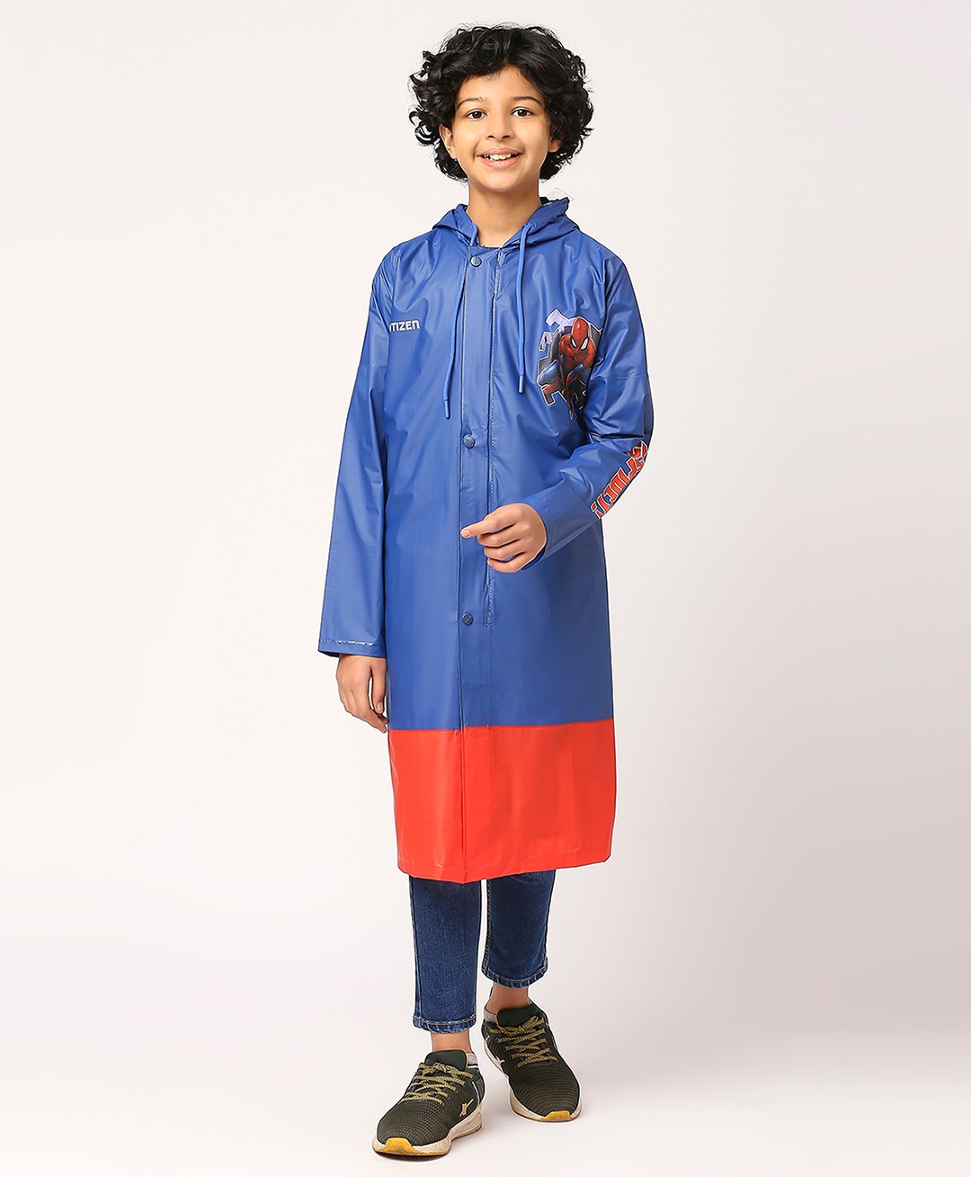 CITIZEN Marvel Featuring Full Sleeves Spider Man Printed Hooded Raincoat - Blue & Red