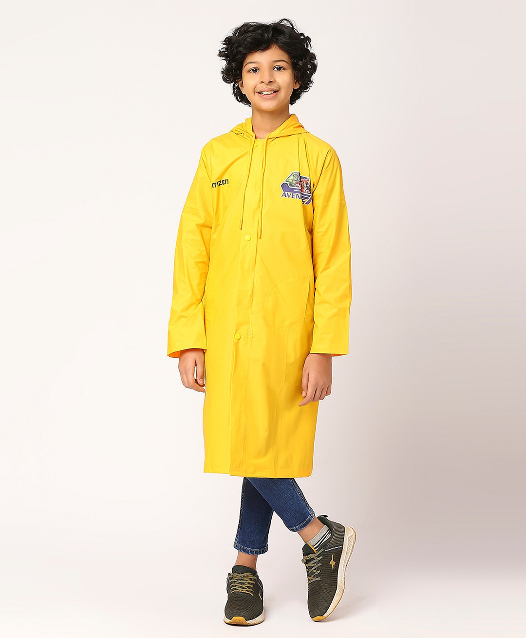 CITIZEN Marvel Featuring Full Sleeves Characters Printed Hooded Raincoat - Yellow