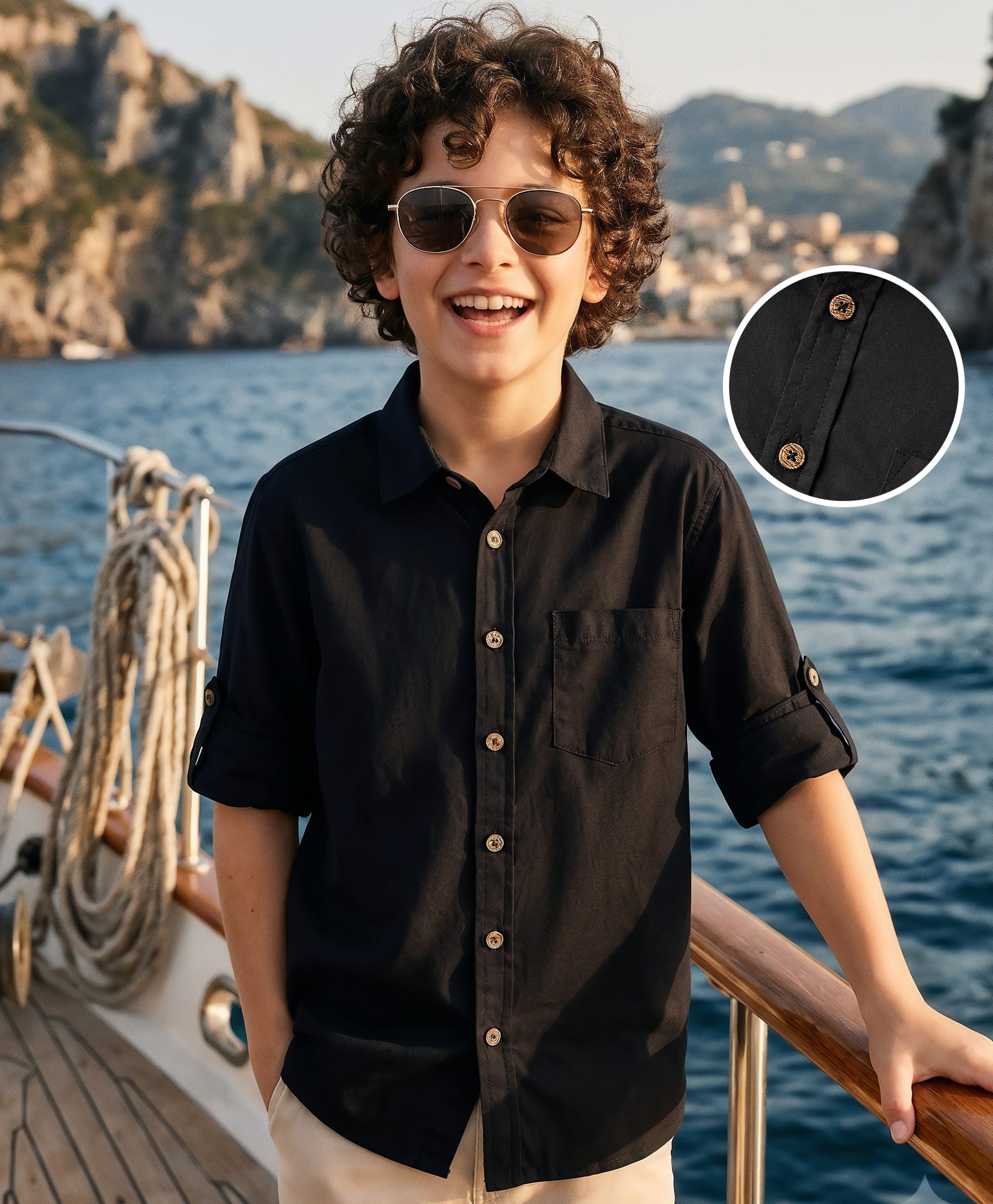 kookie kids india Kookie Kids Poplin Woven Full Sleeves Solid Shirt - Black-picture-29