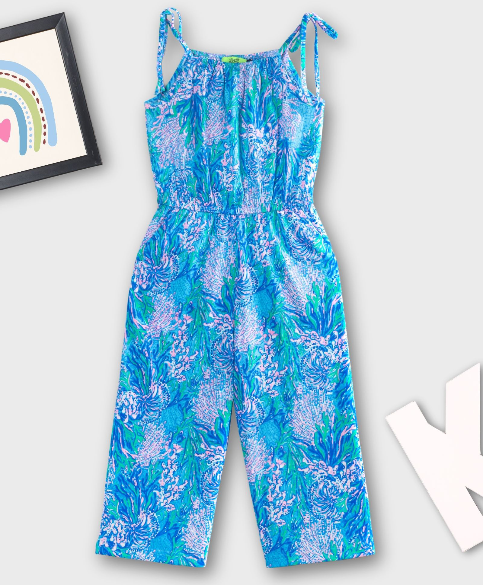 Tiara Cotton Jersey Sleeveless Abstract Printed Jumpsuit - Blue-picture-11