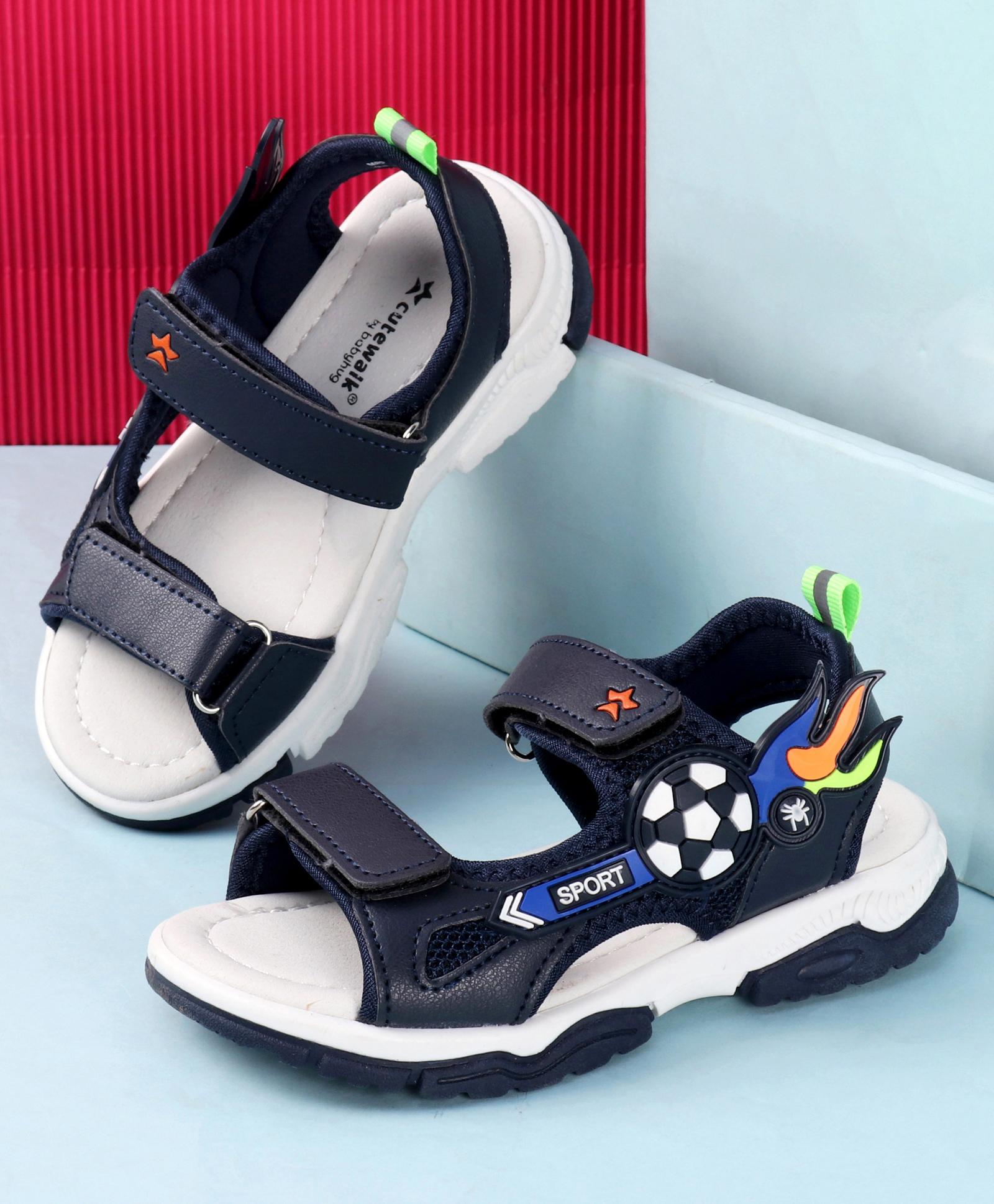 Cute Walk by Babyhug Sandals with Velcro Closure & 3D Applique - Navy Blue-picture-18