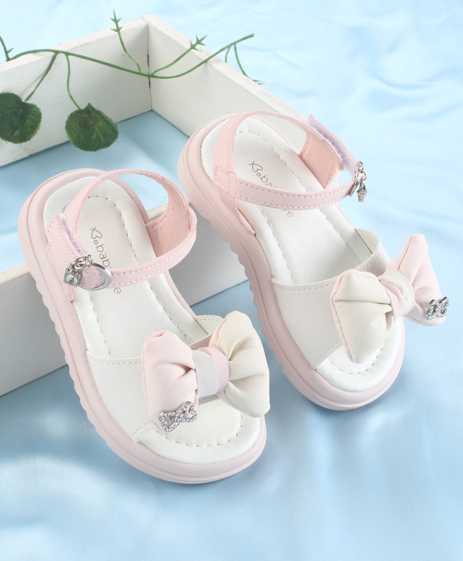 Babyoye Buckle Closure Sandals With Bow Applique - Pink-image-38