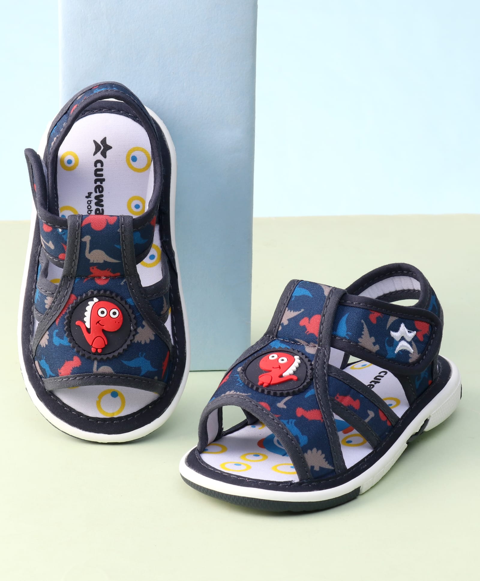 Cute Walk by Babyhug Sandals with Velcro Closure Dino Print & Applique - Navy Blue-picture-20