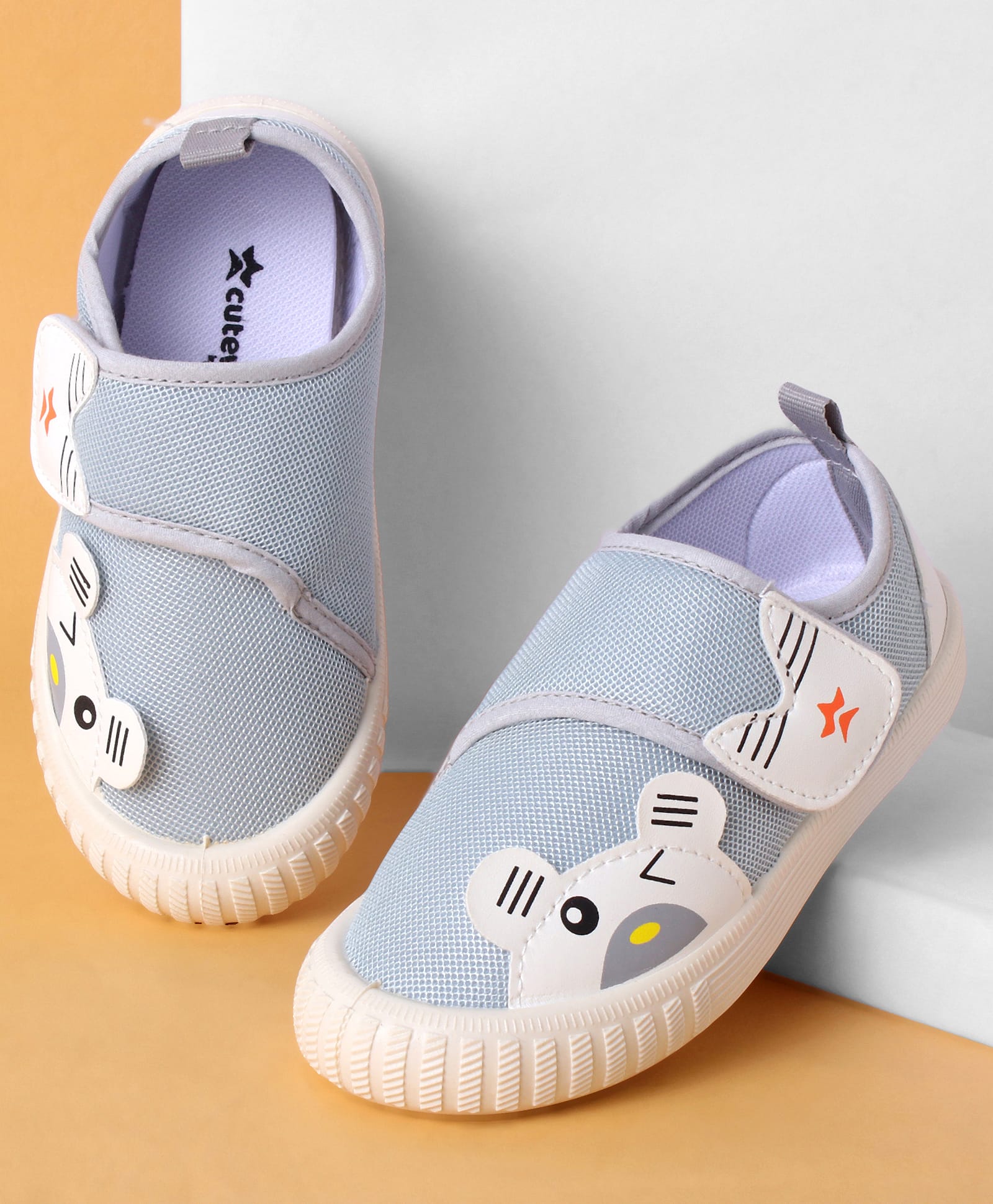 Cute Walk by Babyhug Velcro Closure Shoes with Animal Applique - Light Grey-image-32