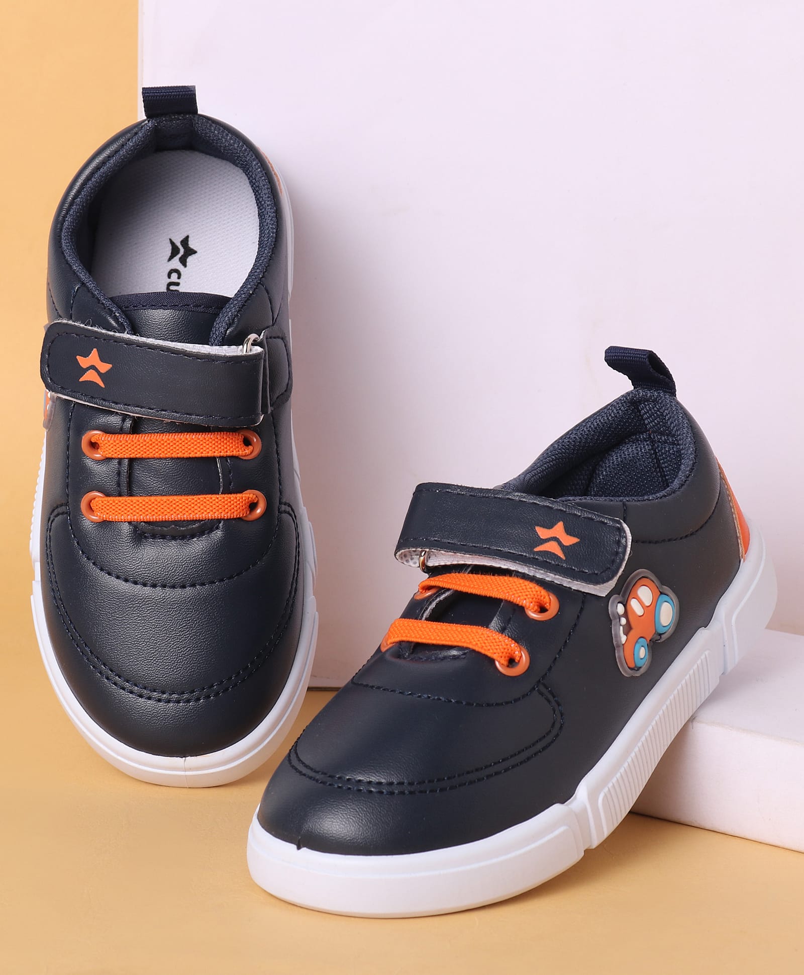 Cute Walk by Babyhug Casual Shoes with Velcro Closure & Car Applique - Navy Blue-image-20