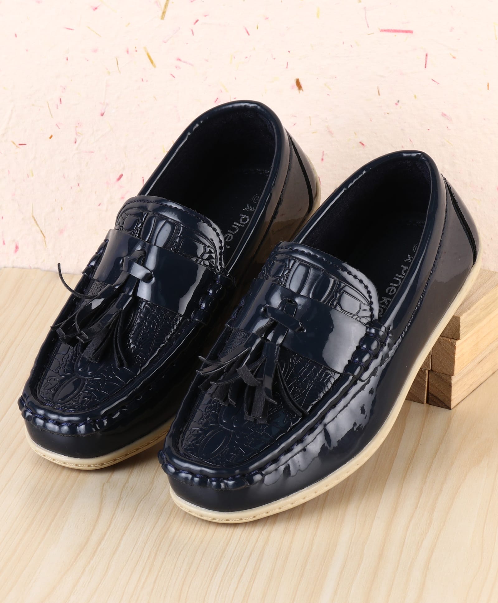Pine Kids Slip On Textured Loafers - Navy Blue-image-15
