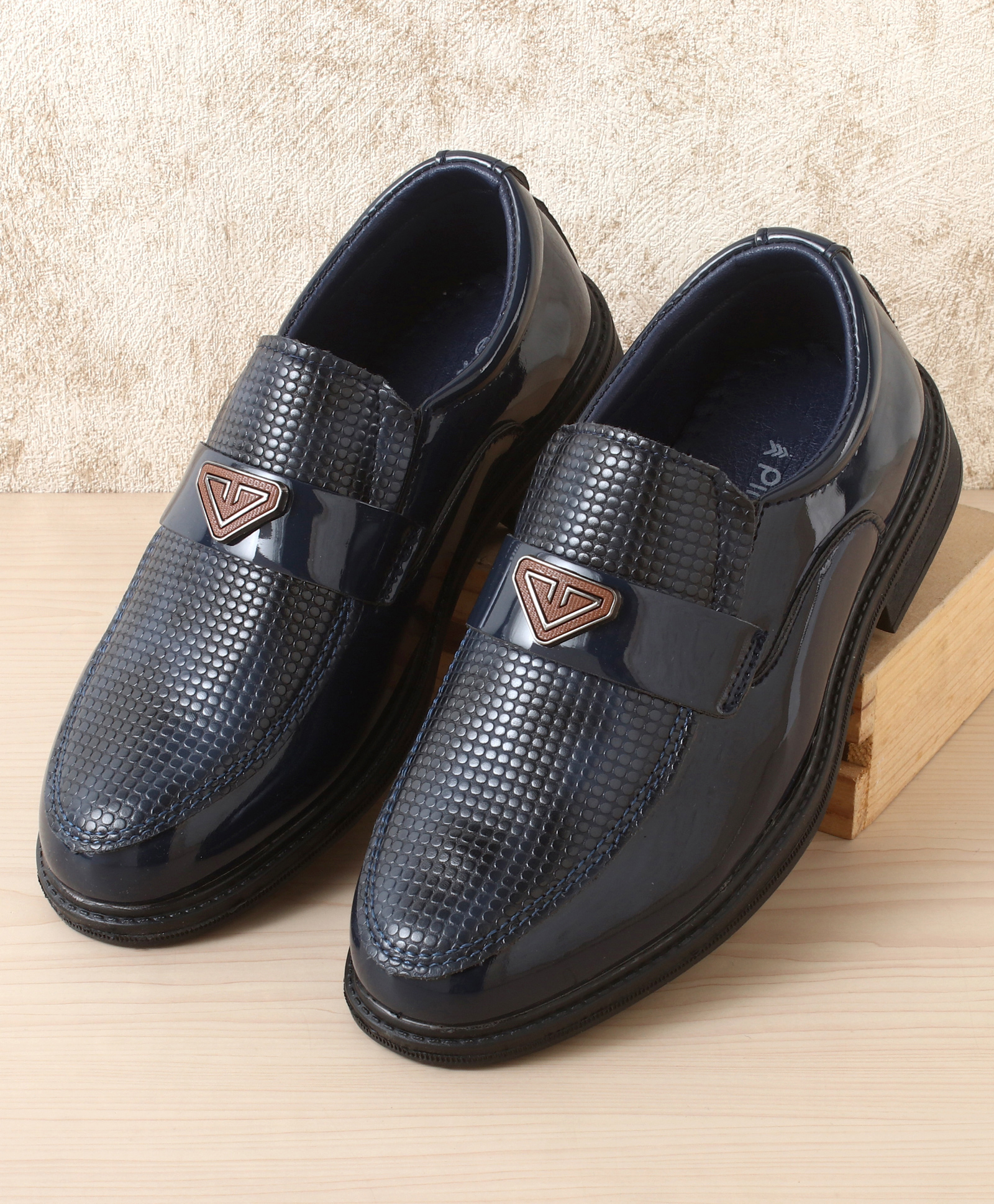Pine Kids Solid Coloured Formal & Party Wear Shoes - Navy Blue-picture-20