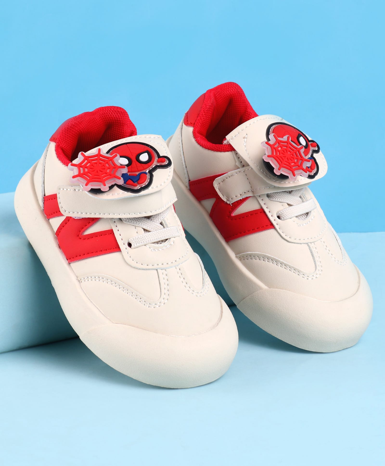 Babyoye Velcro Closure Casual Shoes with Spider Man Applique - White & Red-image-23