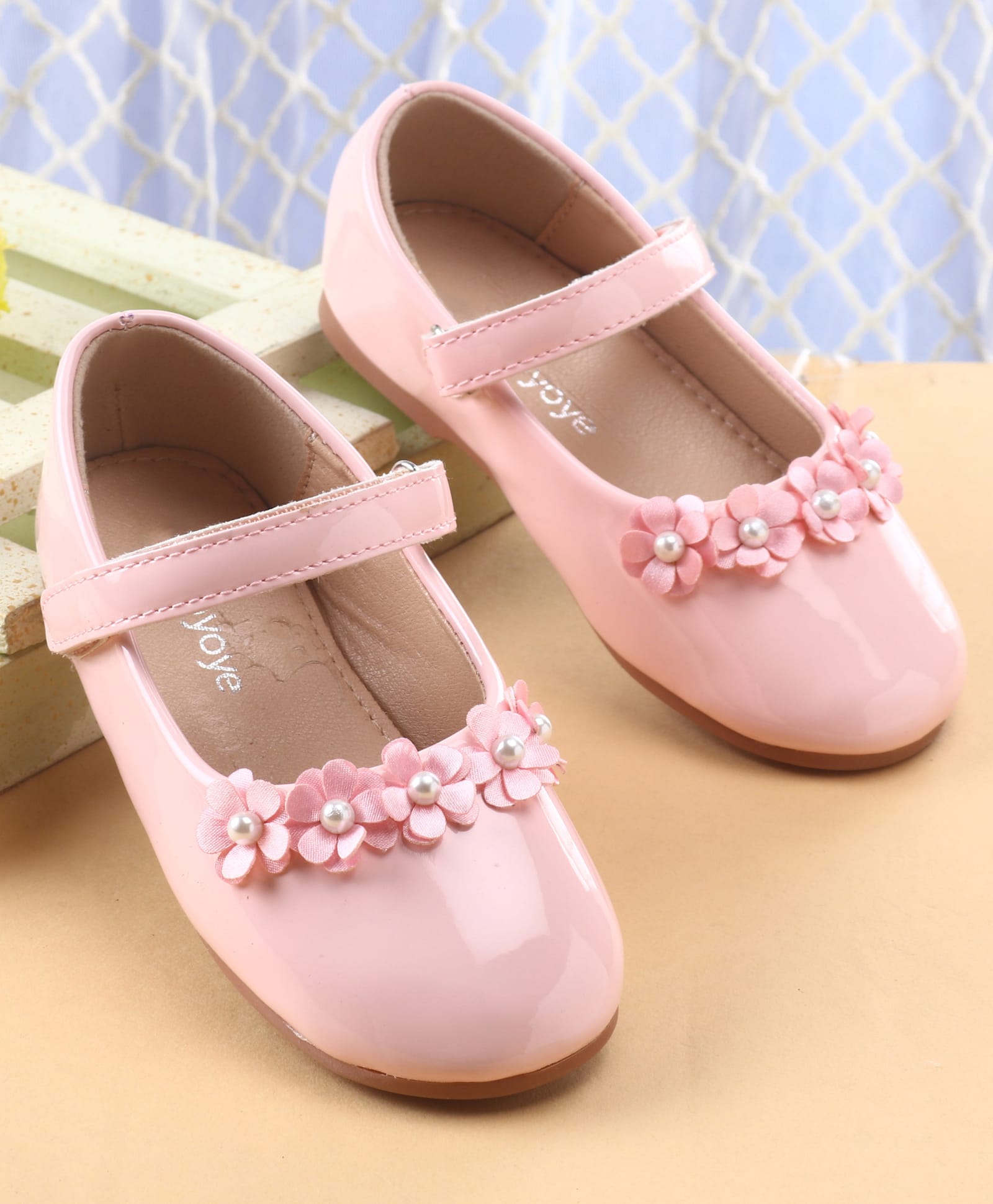 Babyoye Velcro Closure Ballerina With Floral Applique - Pink-picture-20