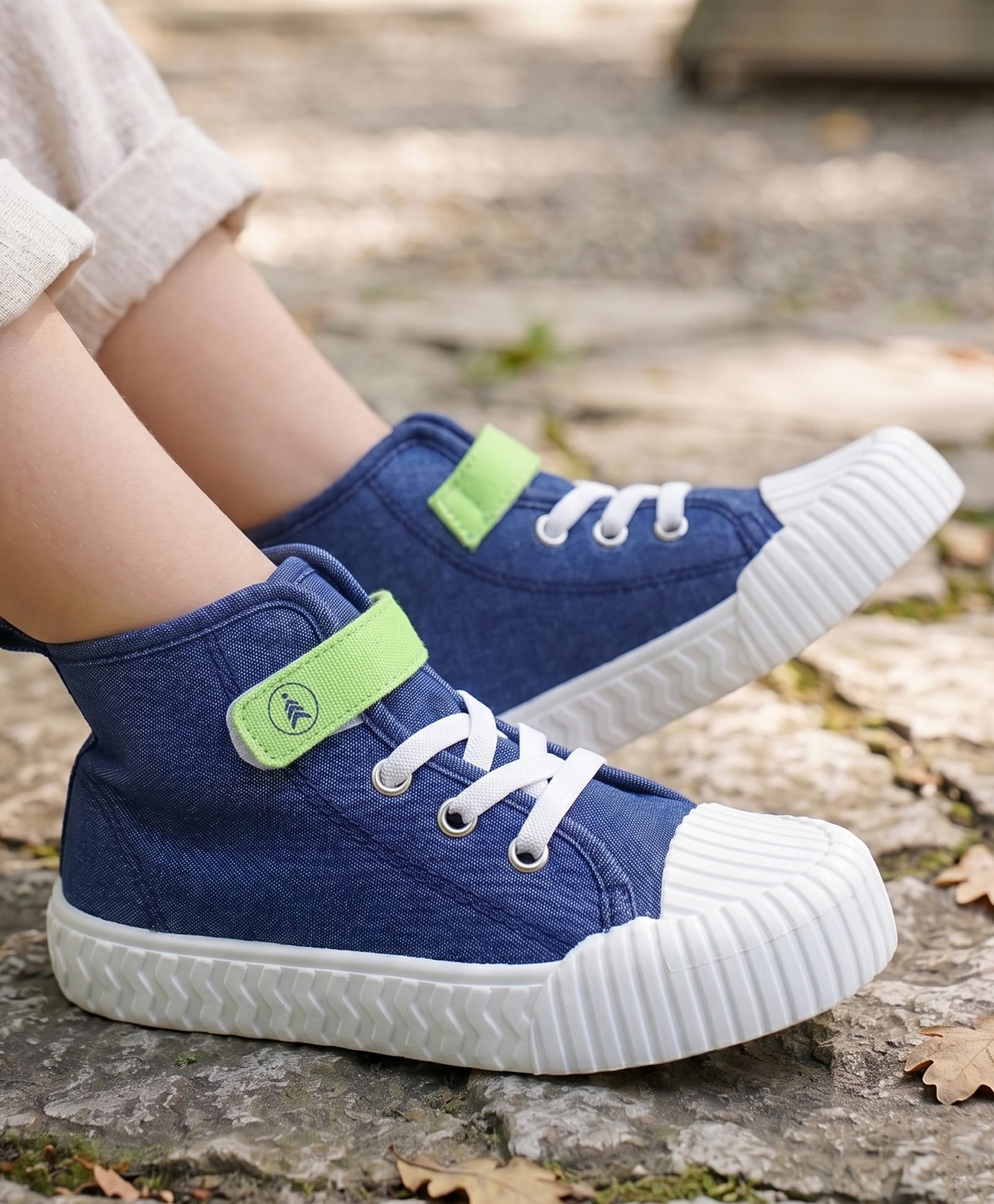 Pine Kids Velcro Closure Casual Shoes With Lace Detailing - Blue-image-19
