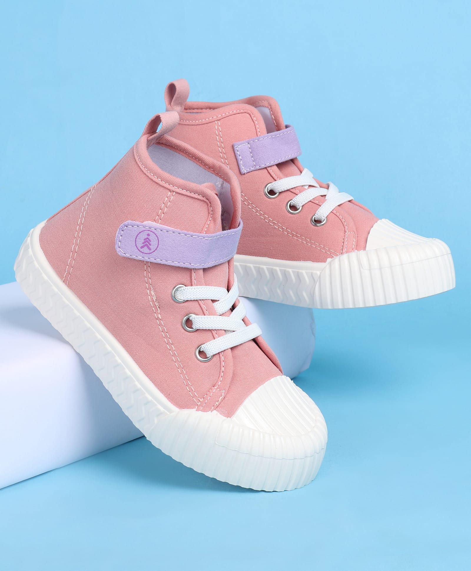 Pine Kids Velcro Closure Casual Shoes With Lace Detailing - Pink & White-picture-44