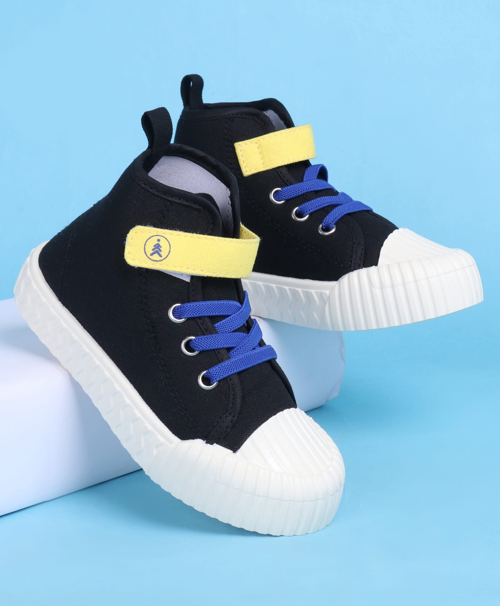 Pine Kids Velcro Closure Casual Shoes With Lace Detailing - Black & White-picture-22