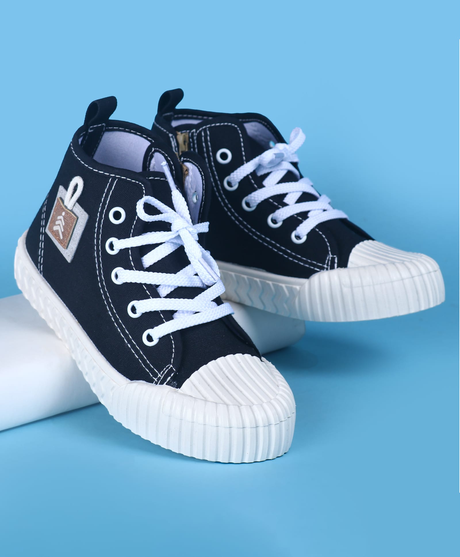 Pine Kids Lace Up Casual Shoes - Black & White-picture-45
