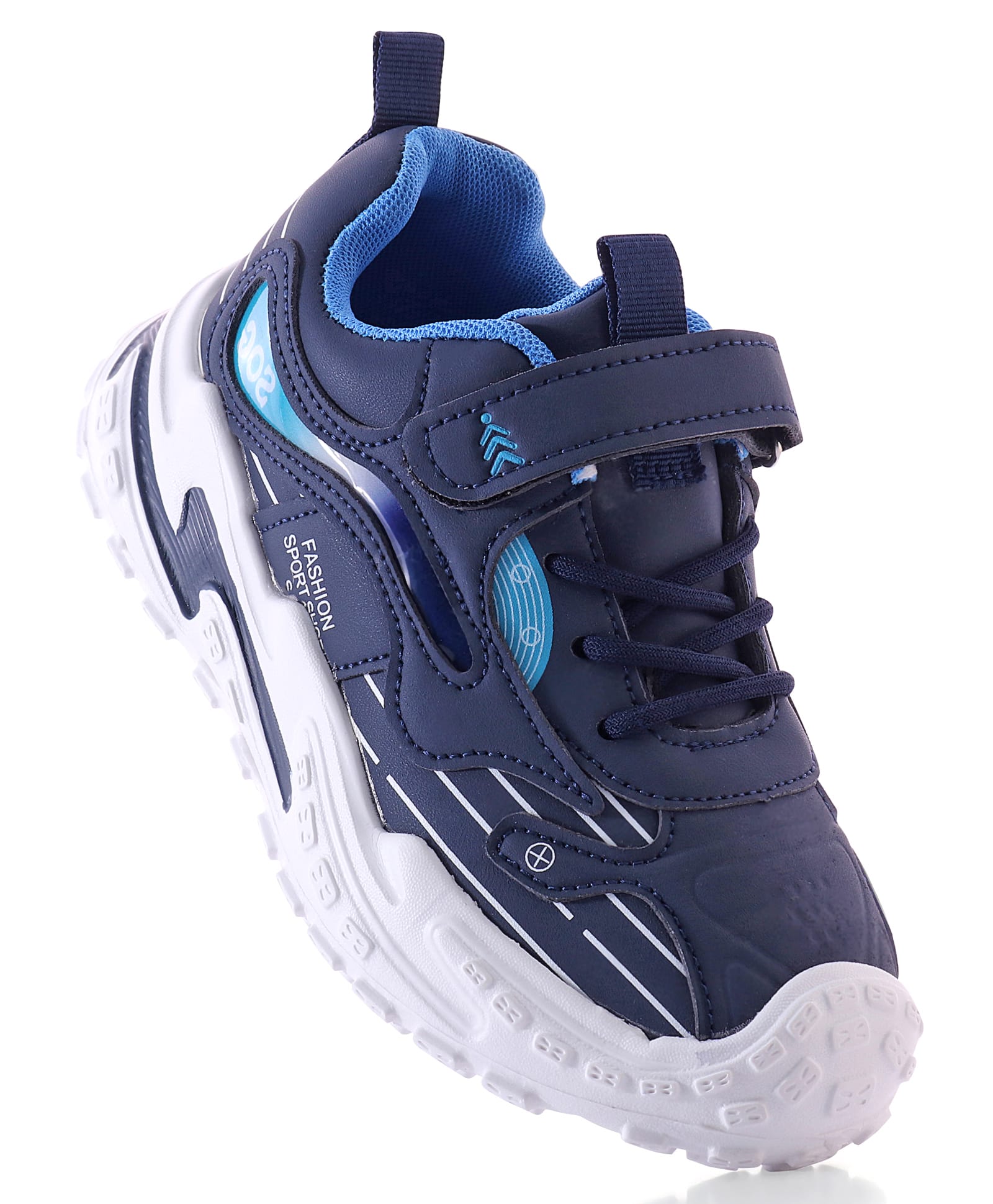 Pine Kids Sneaker Shoes With Velcro Closure & Tape Detailing - Blue-picture-25