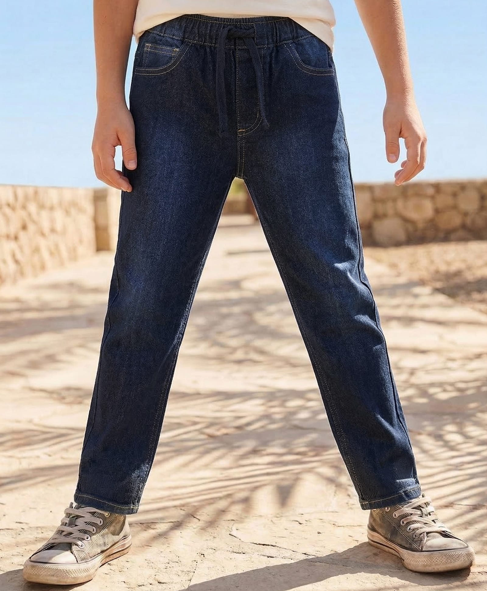 Pine Kids Denim Woven Full Length Washed Jeans - Navy Blue-picture-12