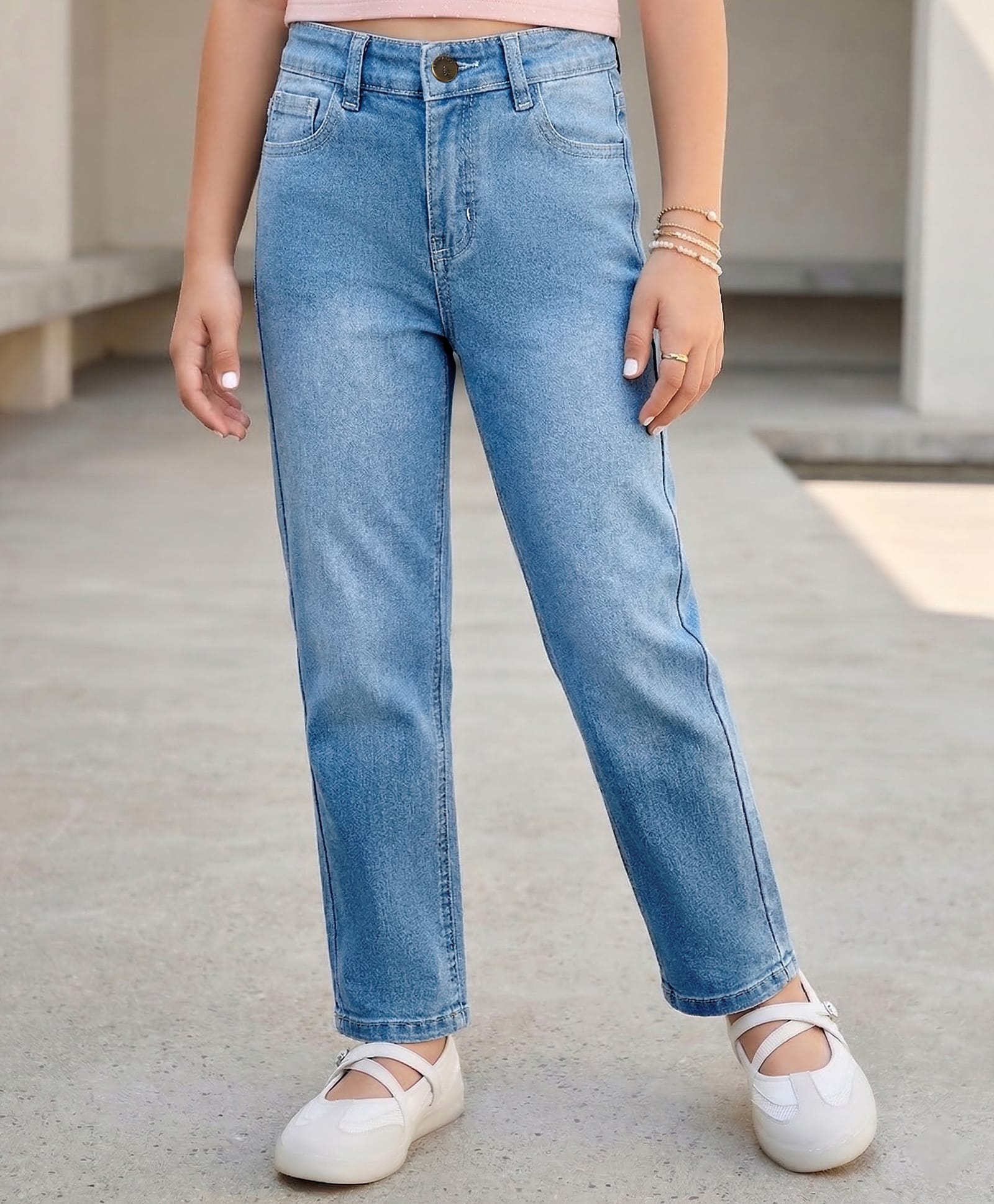 Pine Kids Denim Full Length Washed Jeans - Light Blue.-image-27