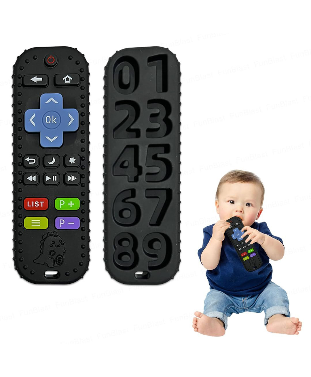 FunBlast Remote Shaped Silicone Teether Toy for BabiesPack of 1 Black-image-5