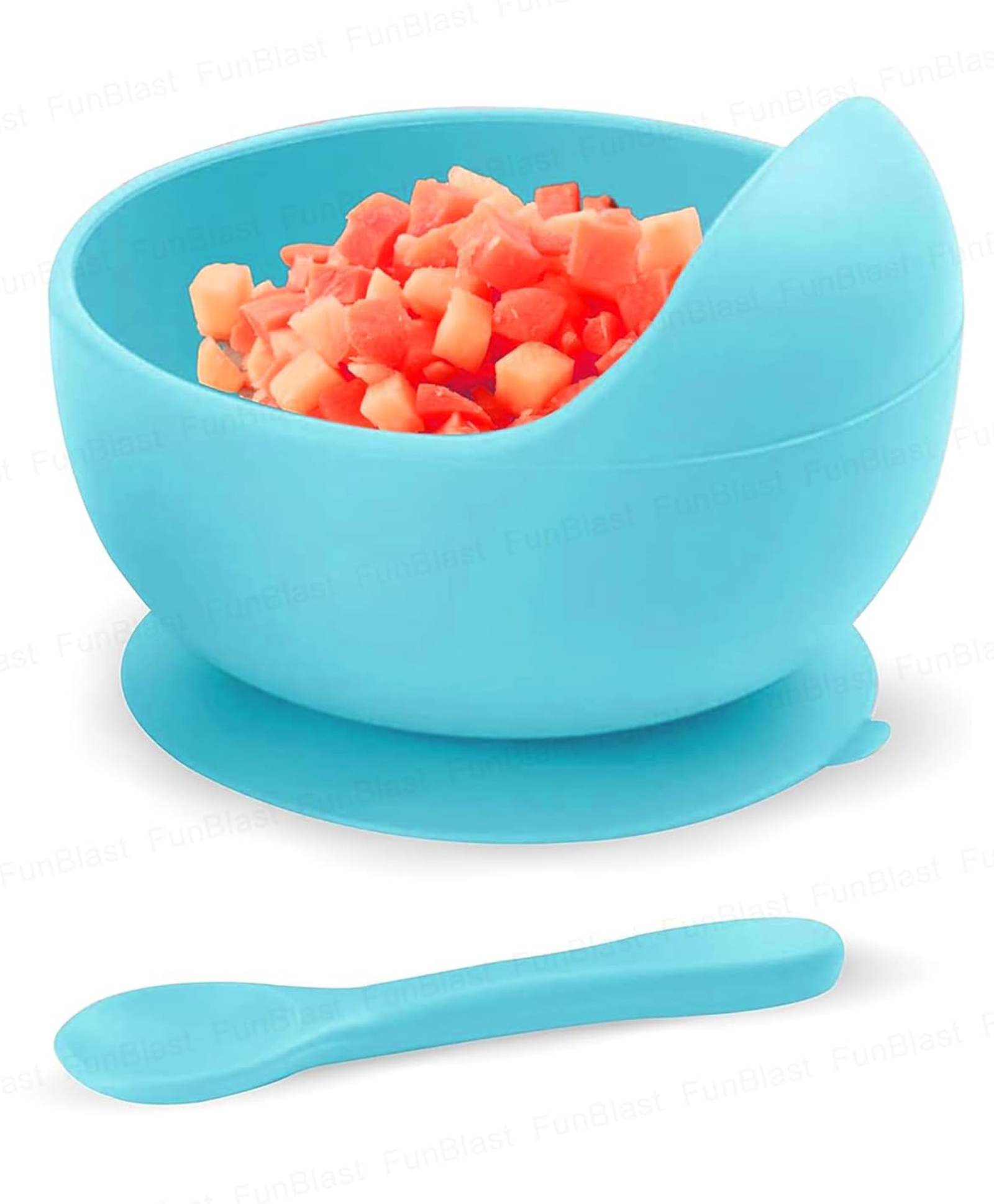 FunBlast Silicone Suction Bowl with Spoon Set for ToddlersAqua Blue-image-39