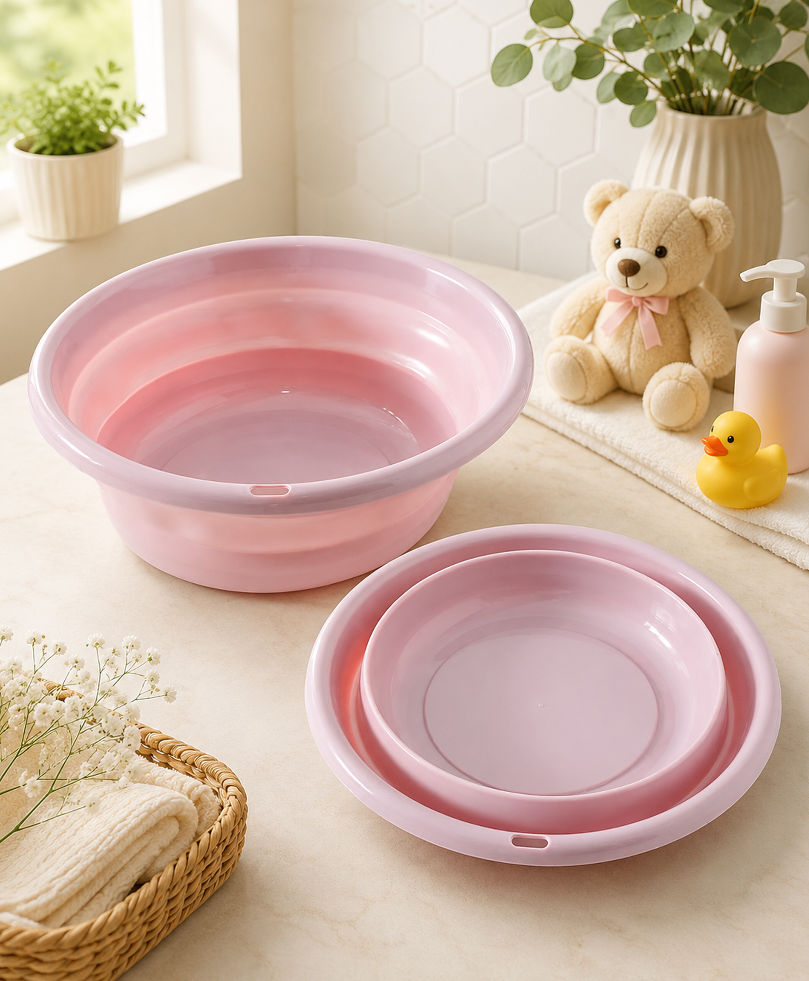 Babyhug Multi-Purpose Collapsible Wash Tub - Pink-picture-28