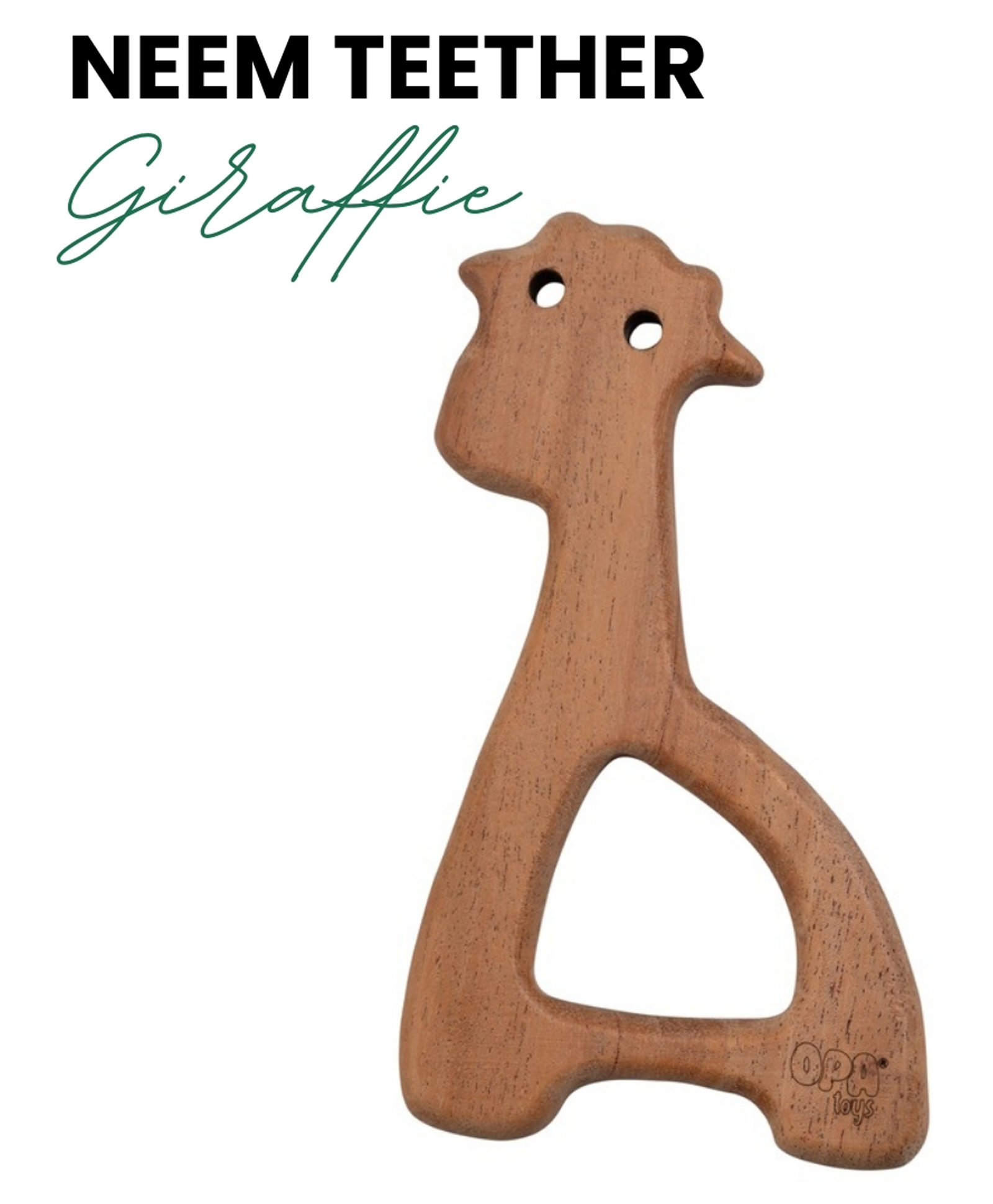 OpaToys Natural Wood Neem Teether - Giraffe Design (For 3 to 24 Months Babies)-image-1