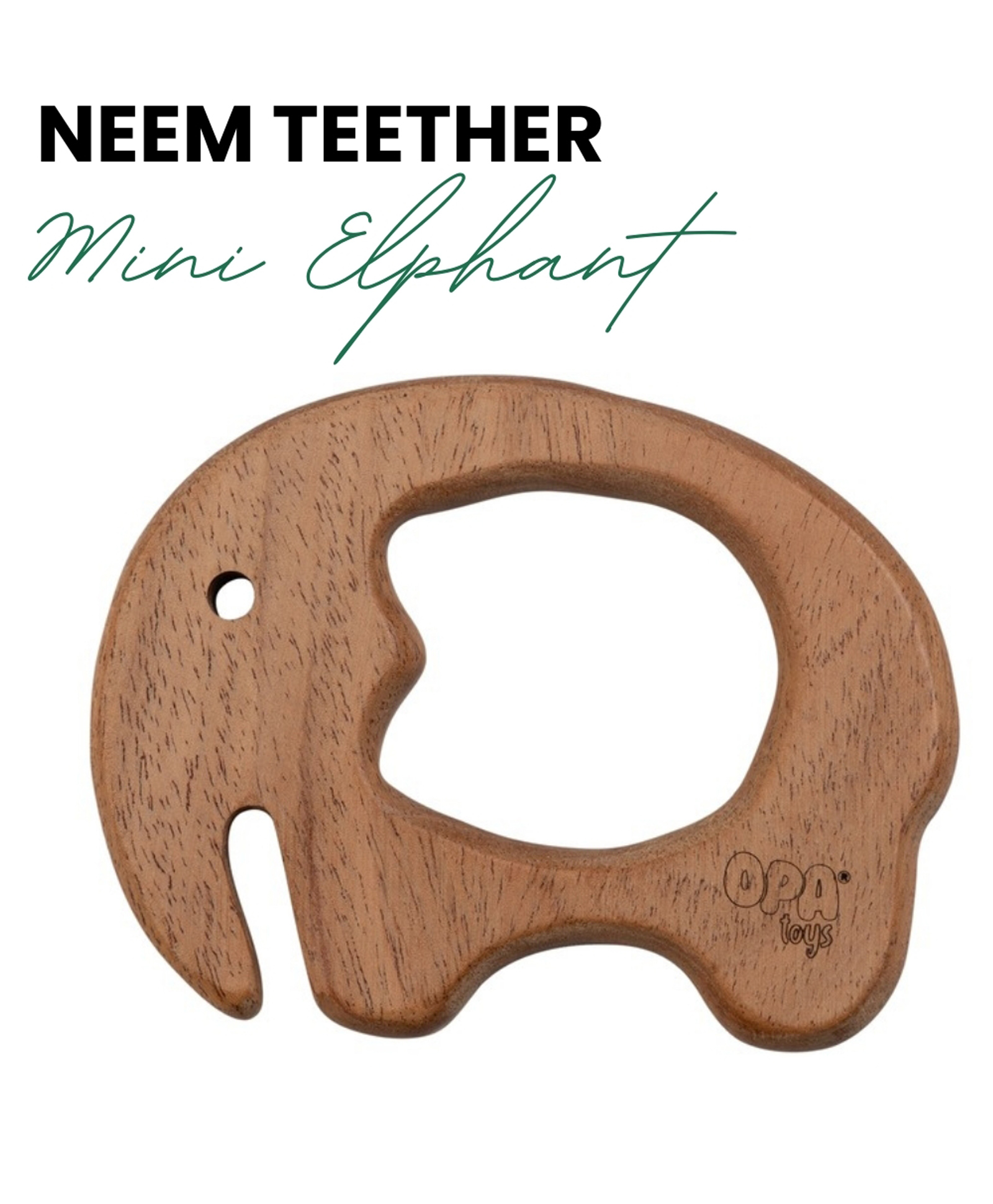 opa toys OpaToys Natural Wood Neem Teether - Mini Elephant Design (For 3 to 24 Months Babies)-picture-24