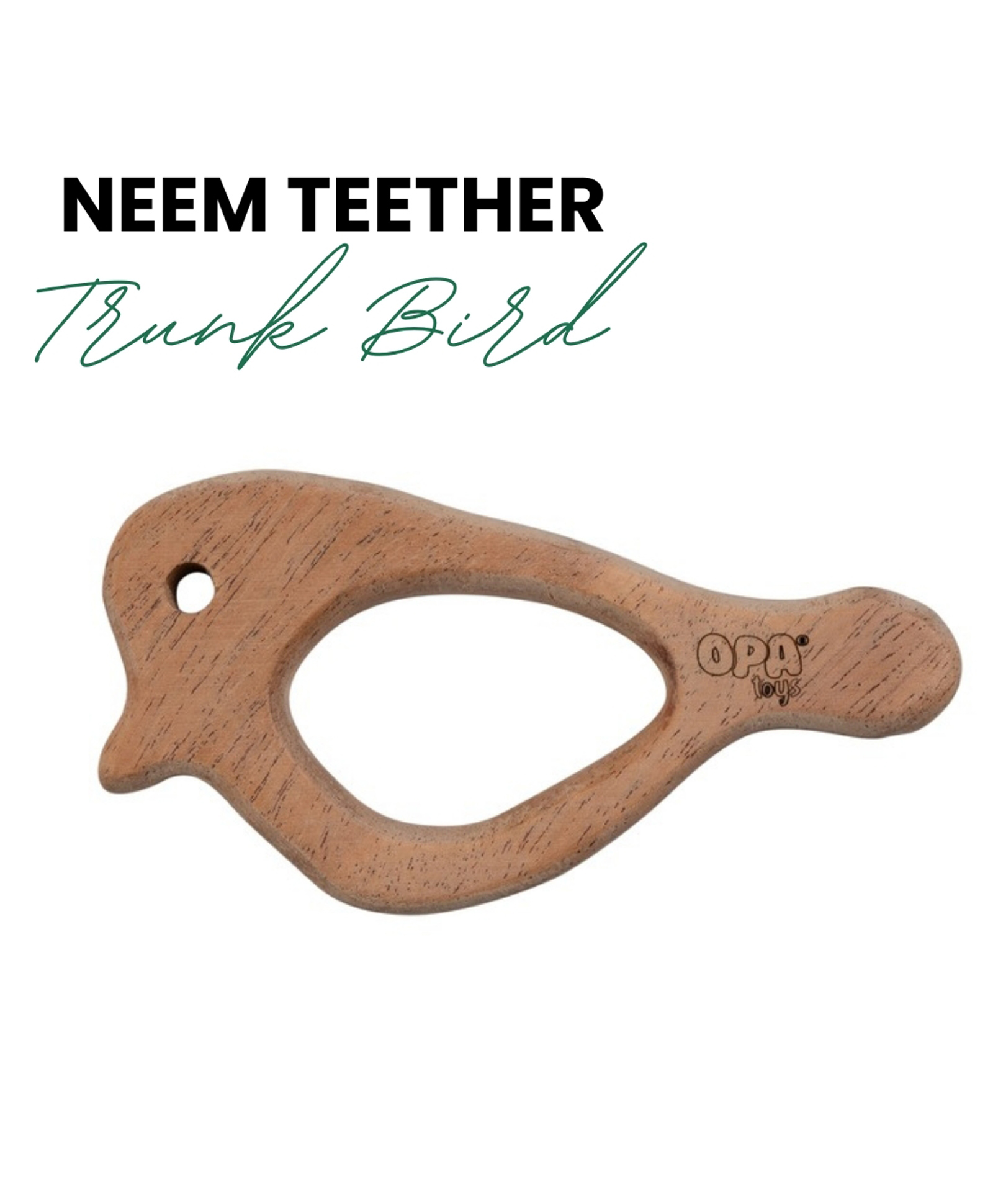 opa toys OpaToys Natural Wood Neem Teether - Trunk BirdDesign (For 3 to 24 Months Babies)-picture-17