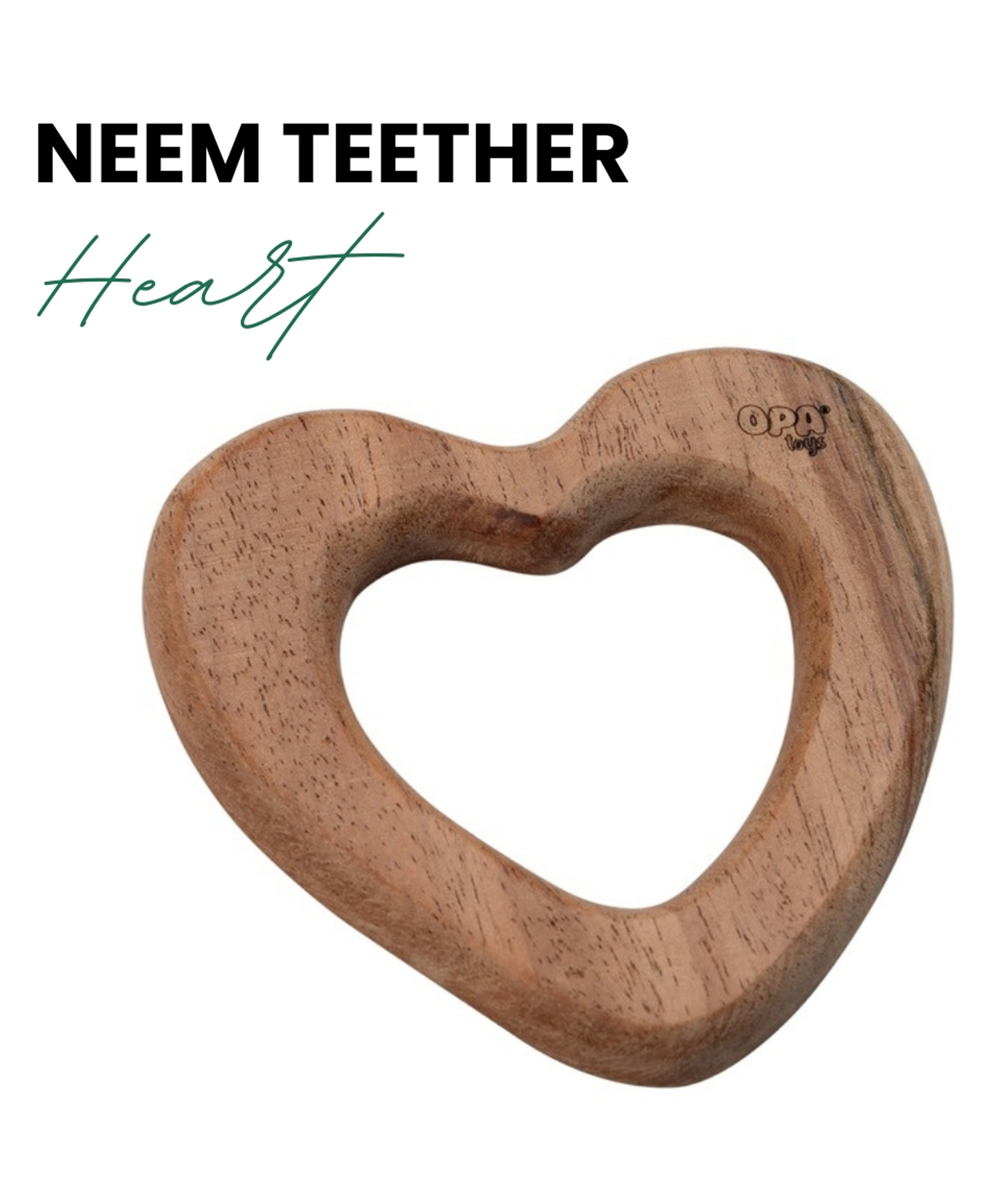 opa toys OpaToys Natural Wood Neem Teether - HeartDesign (For 3 to 24 Months Babies)-picture-15