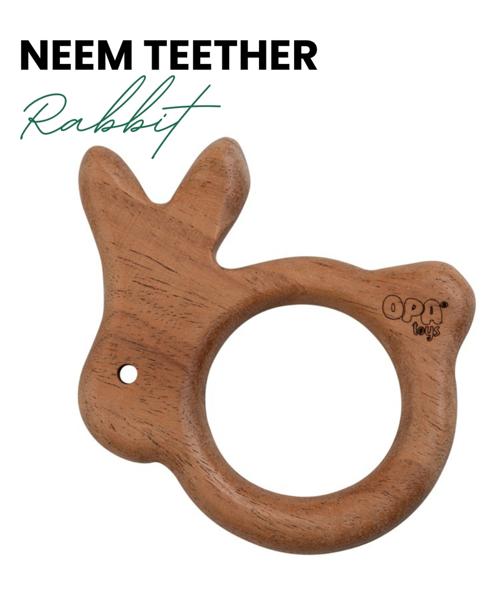 opa toys OpaToys Natural Wood Neem Teether - RabbitDesign (For 3 to 24 Months Babies)-picture-16