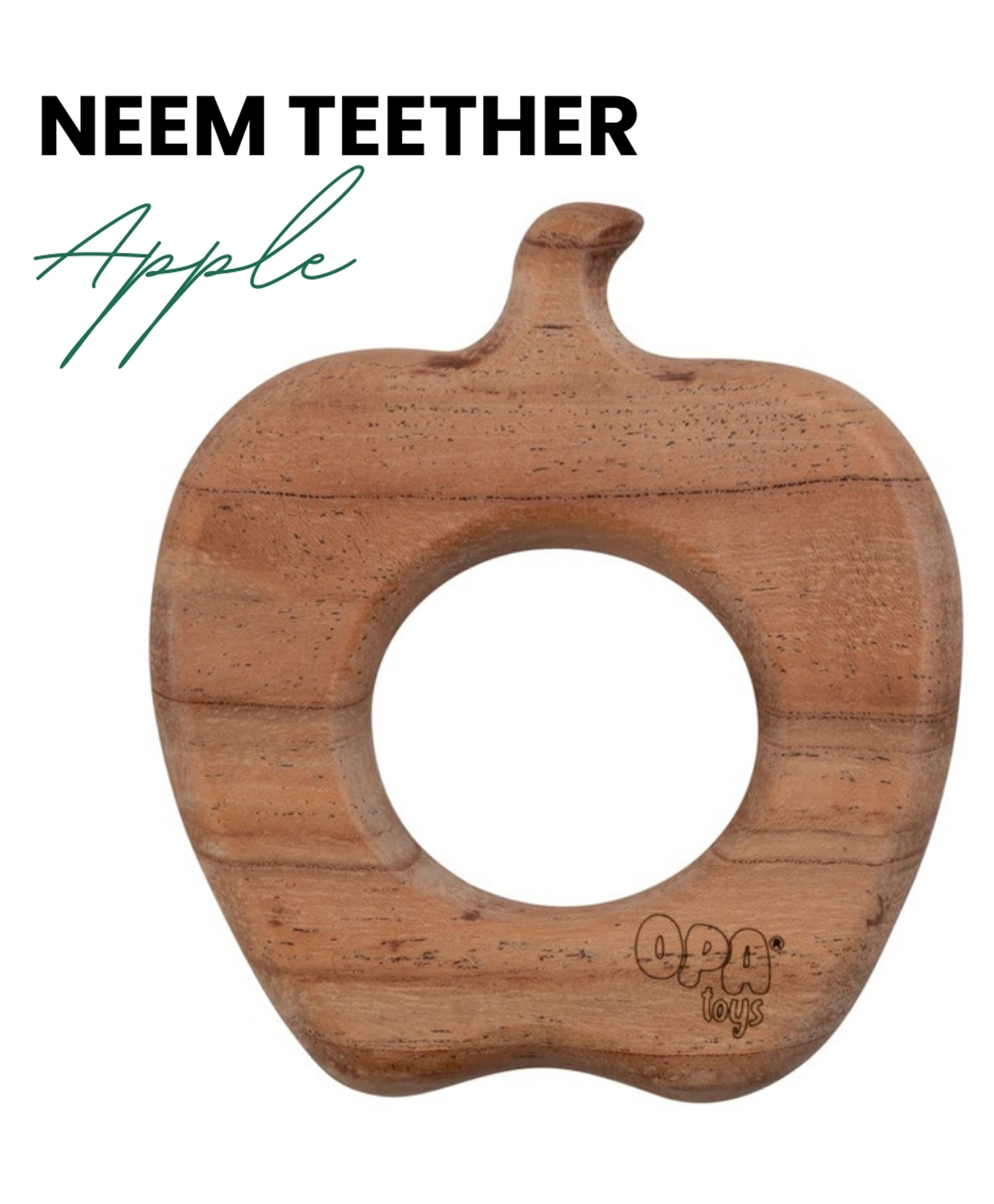 OpaToys Natural Wood Neem Teether - Apple Design (For 3 to 24 Months Babies)-image-5