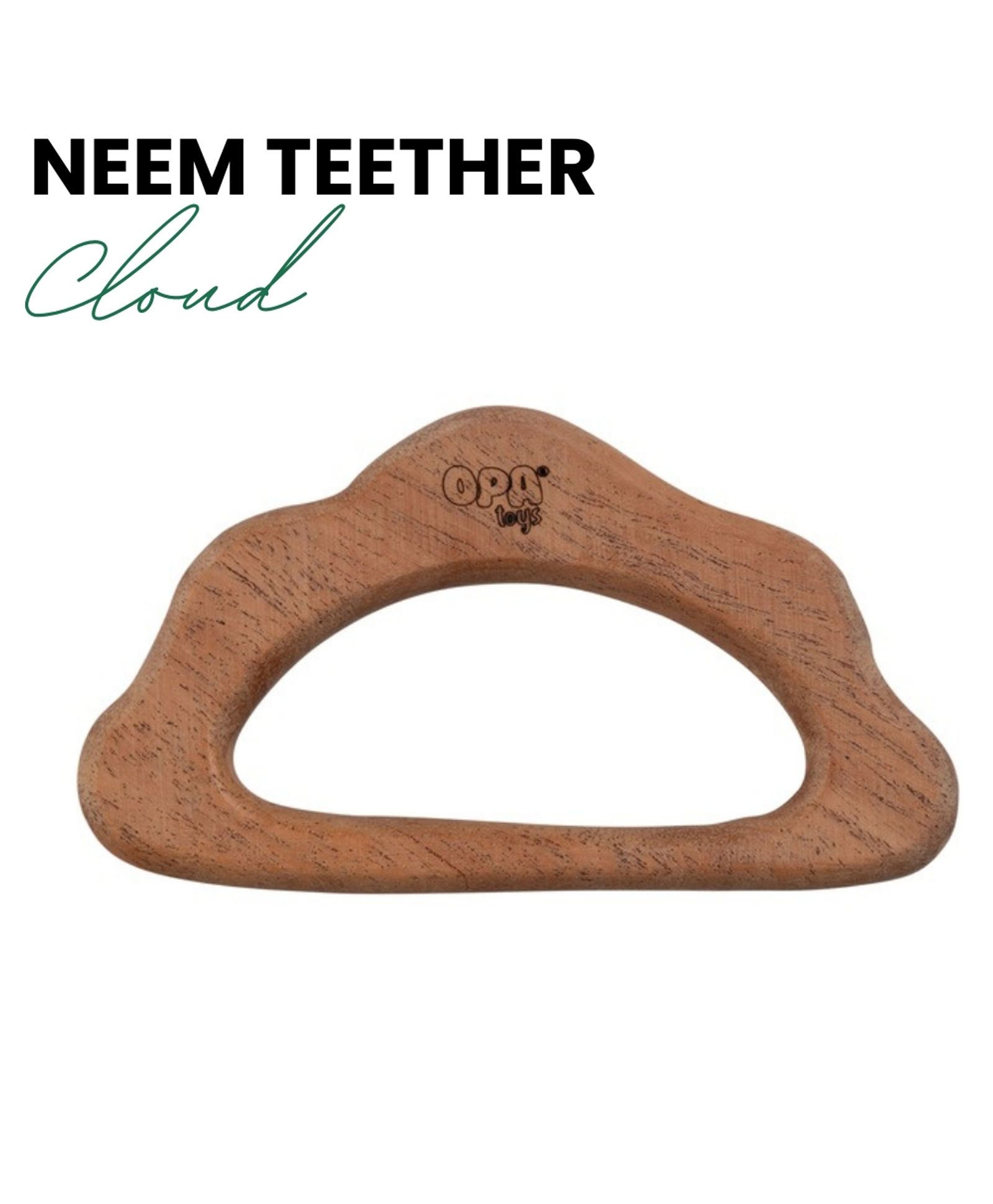 opa toys OpaToys Natural Wood Neem Teether - Cloud Design (For 3 to 24 Months Babies)-picture-18