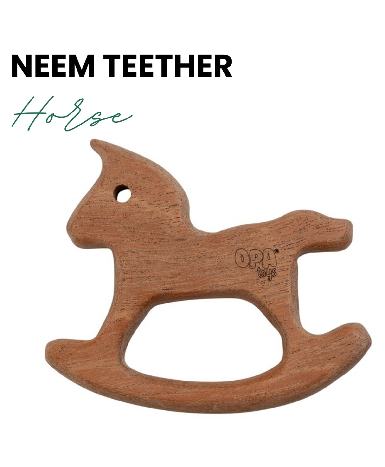 opa toys OpaToys Natural Wood Neem Teether - Horse Design3 to 24 Months Babies)-picture-18