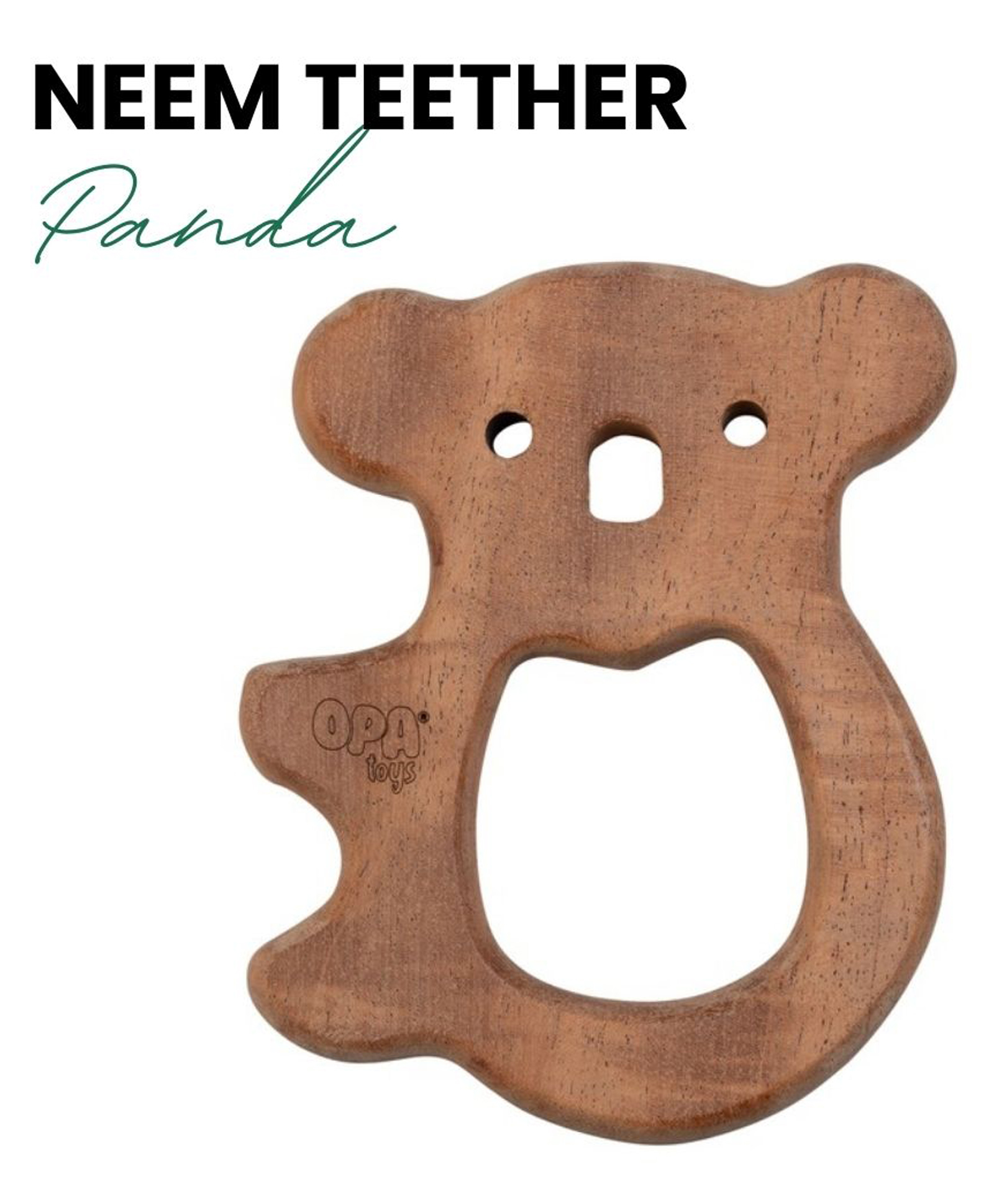 opa toys OpaToys Natural Wood Neem Teether - PandaDesign (For 3 to 24 Months Babies)-picture-27