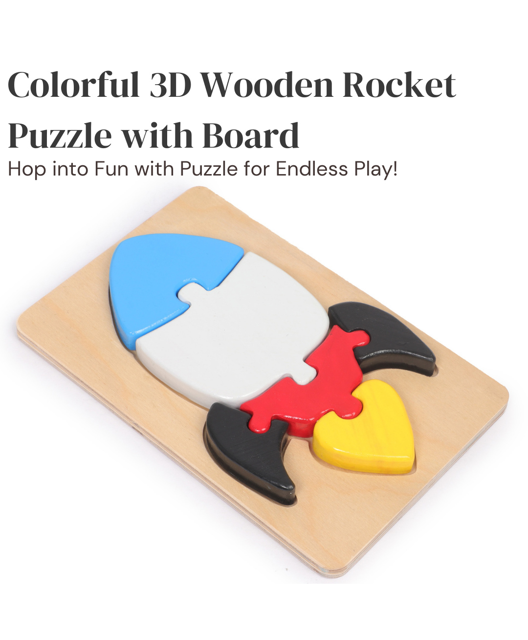 OPA Toys Wooden Block Puzzle - Colorful 3D Rocket Puzzle (6-Piece Set) (Multicolor)-image-7