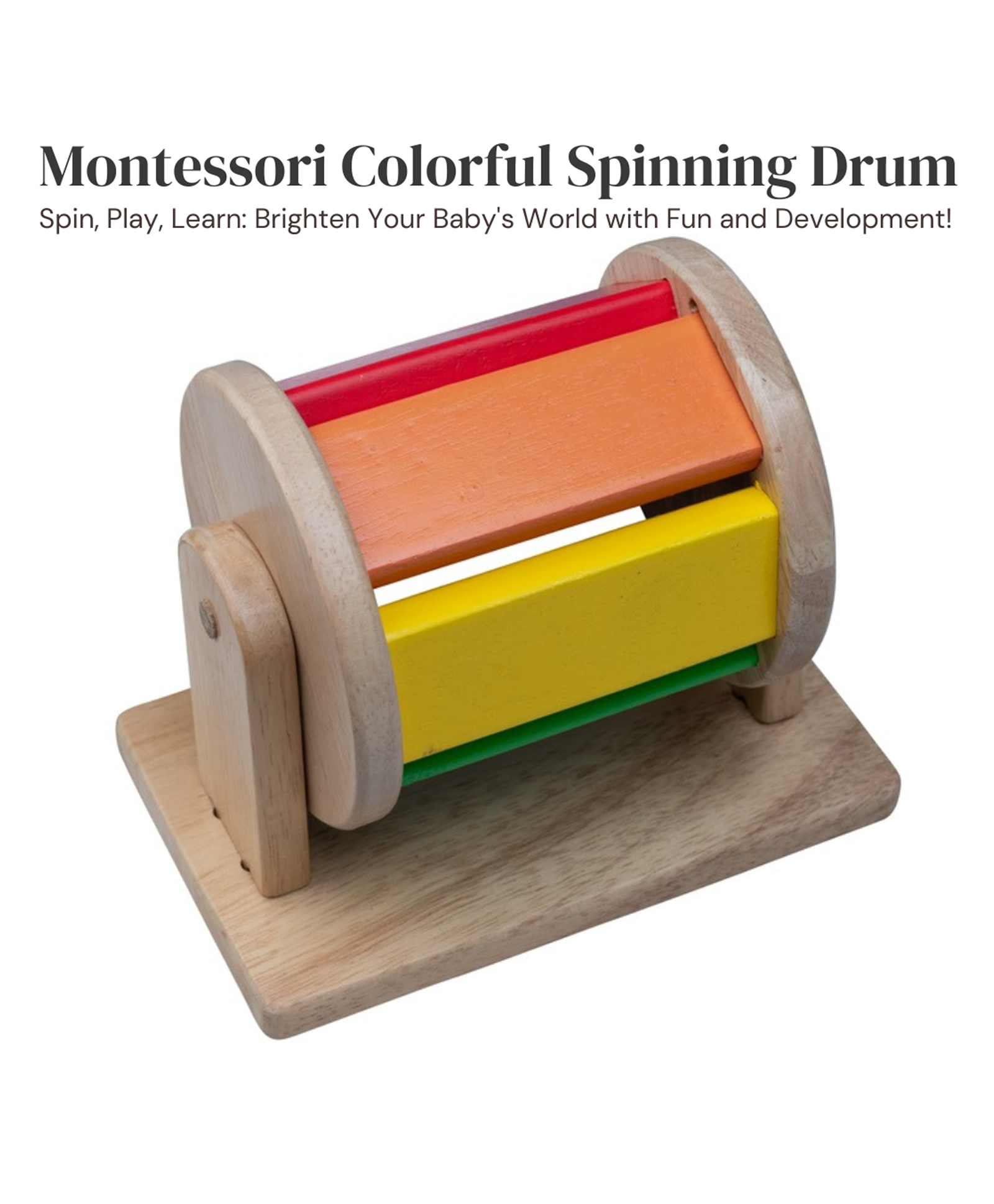 opa toys Opatoys Wooden Montessori Colourful Spinning Drum for Babies (6+ Months)-picture-23