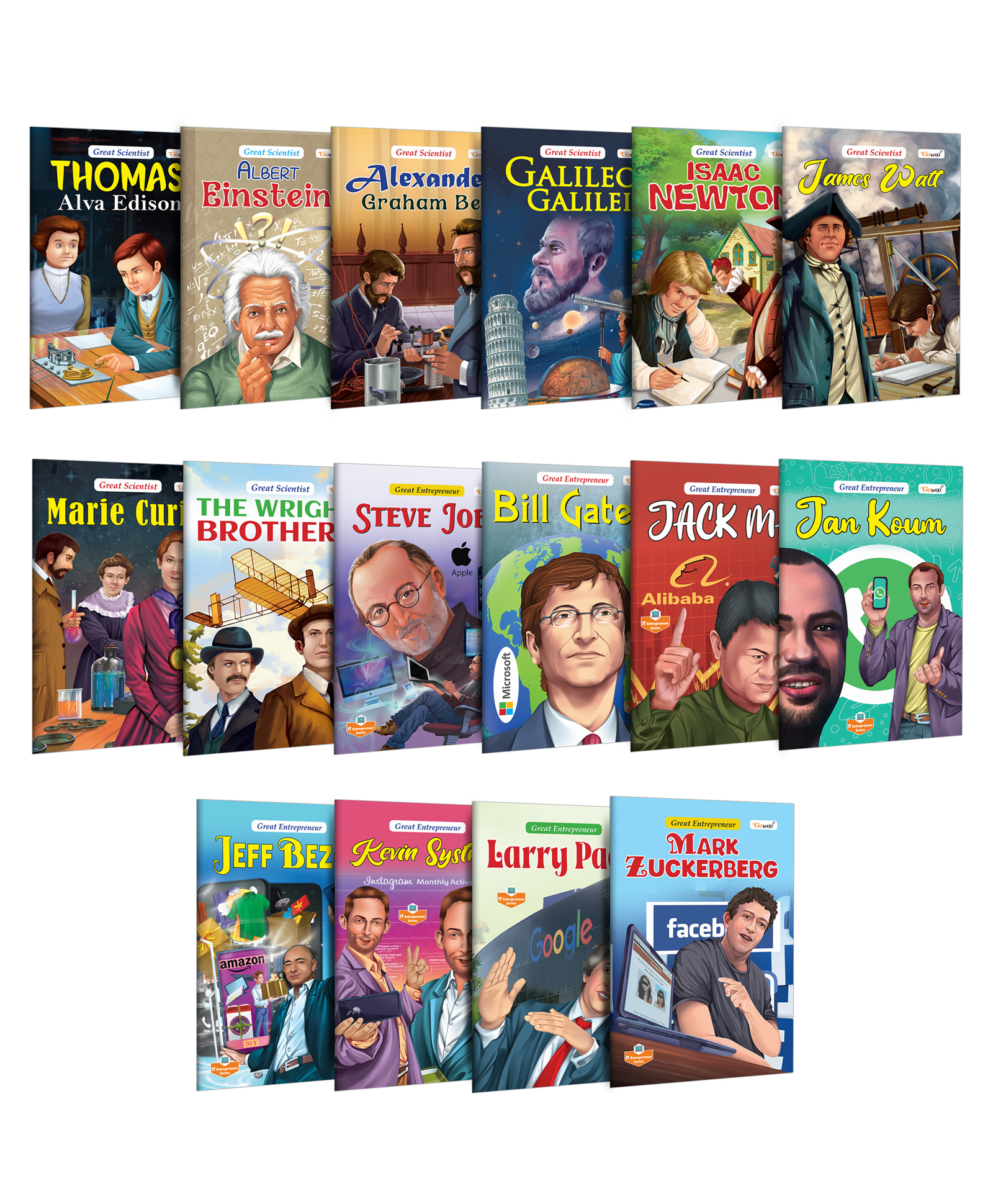 Great Enterpreneurs and Scientists book :Bill Gates, Steve Jobs, Mark Zuckerberg, Albert Einstein, Alexander Graham Bell and more- Inspirational Stories for Kids, Storybooks for Young kids(Pack of 16) - English-image-14