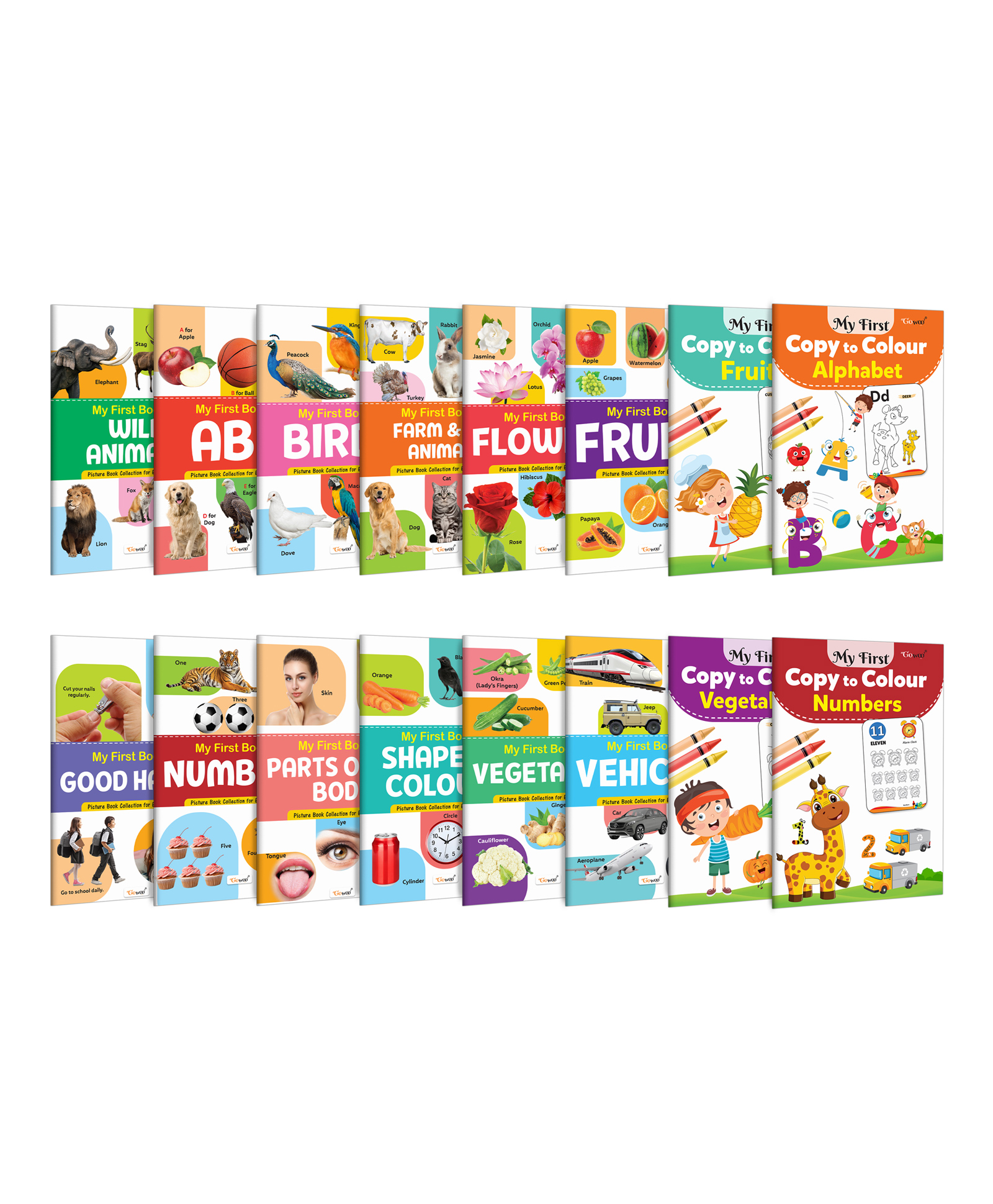Early learning book for toddlers : My First Book of ABC, Numbers, Fruits and more, My First Copy to Colour - Alphabet, Fruits and more : Preschool learning book, Copy colouring book | Pack of 16 books- English-image-44