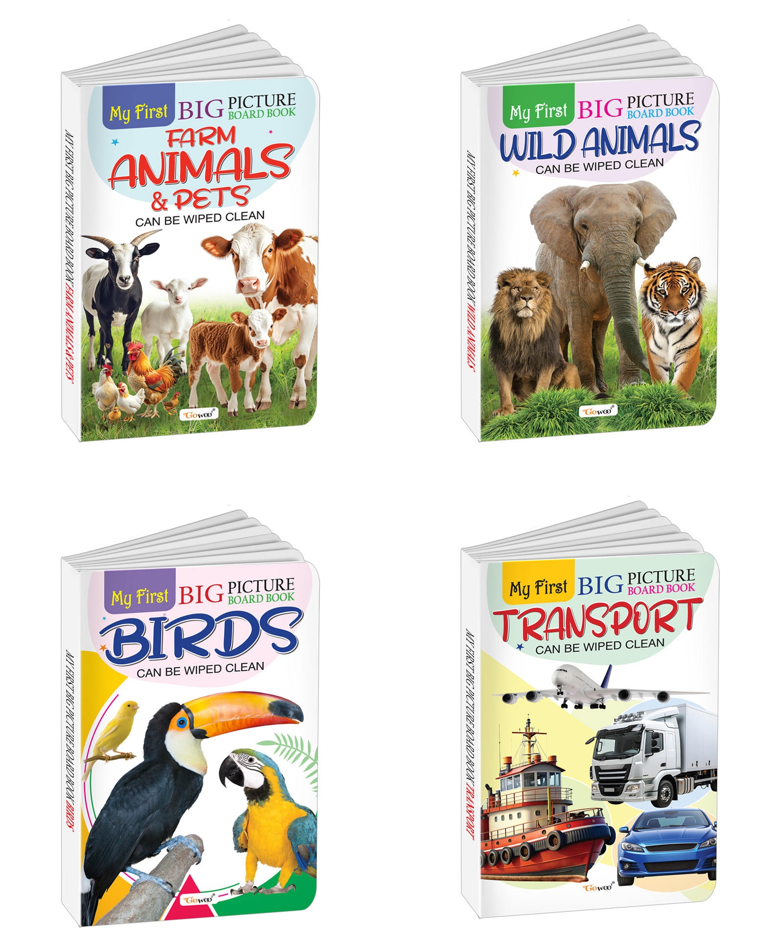 gowoo My First Big Picture Board Book Farm Animals & Pets, Wild Animals, Birds and Transport : Board books for early learners, Learning books for kids, Preschool picture books | Set of 4 board book-picture-17