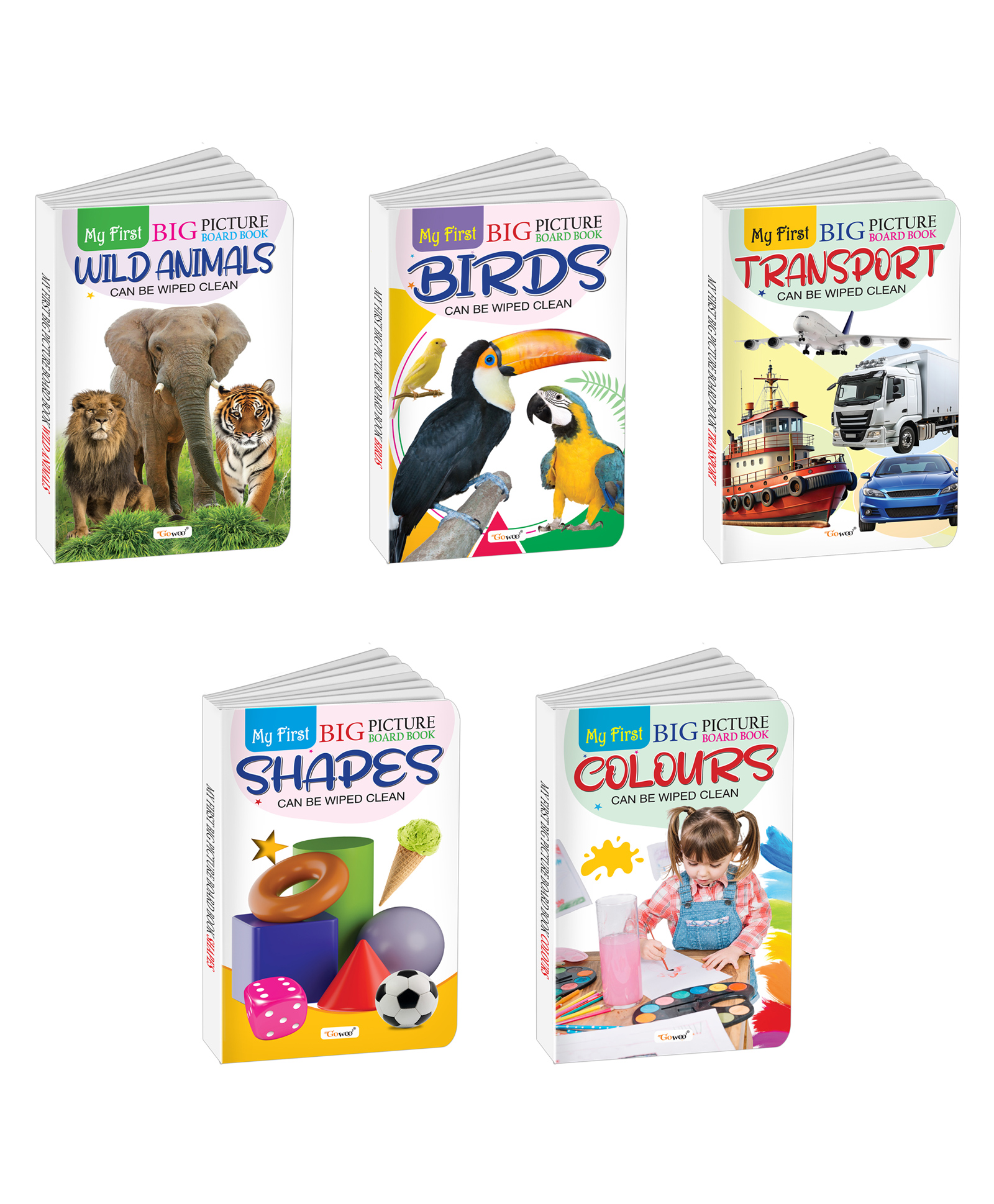 gowoo My First Big Picture Board Book Wild Animals, Birds, Transport, Shapes and Colours : Preschool educational books, Fun educational books for kids, Preschool learning resources | Pack of 5 board books - English-picture-11