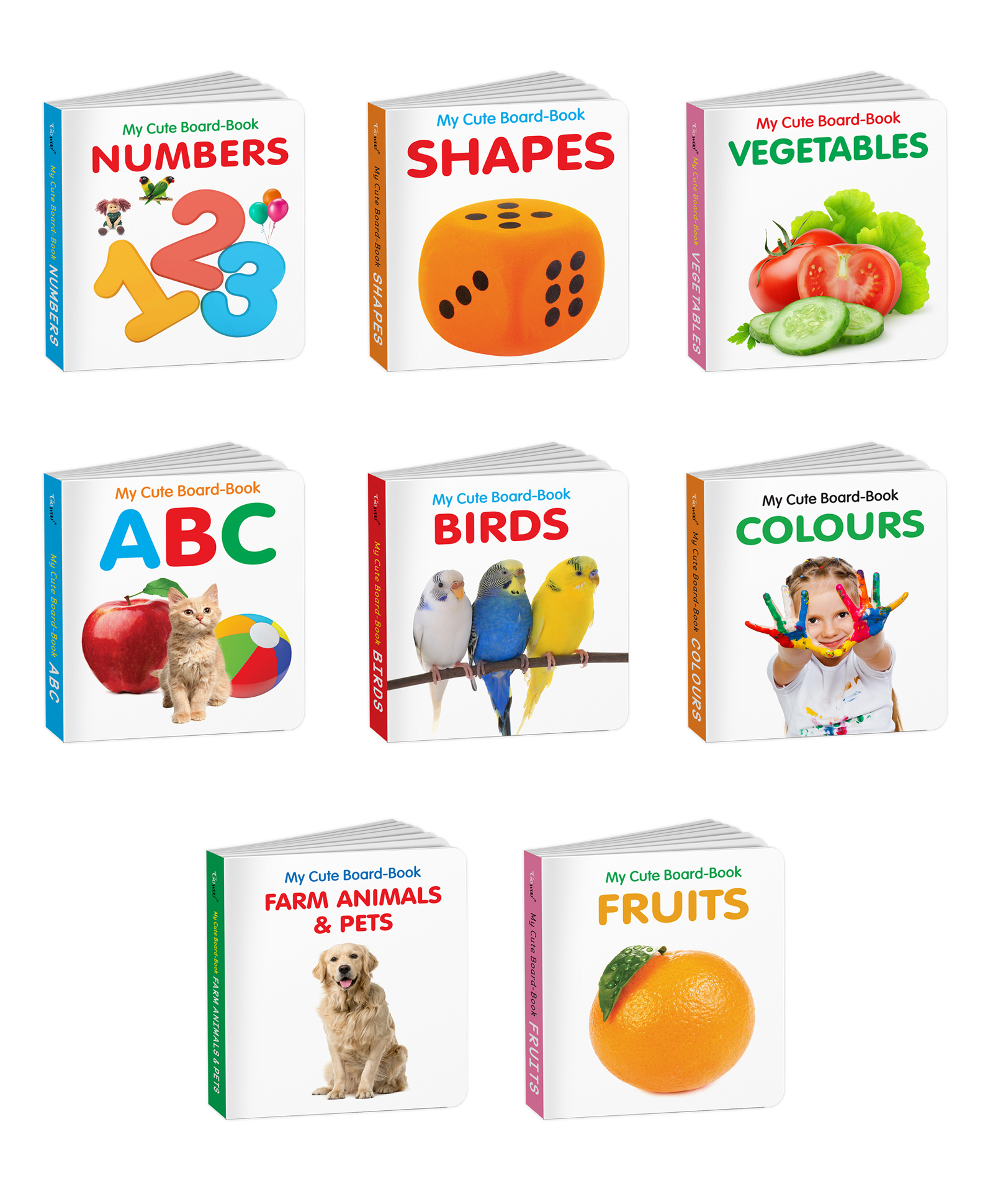 Toddler's Early Learning Library : 8 Book Set - ABC, Colours, Birds, Fruits, Farm Animals & Pets, Vegetables, Shapes and Numbers | Preschool Board Books for Kids, Pocket books for children-image-13