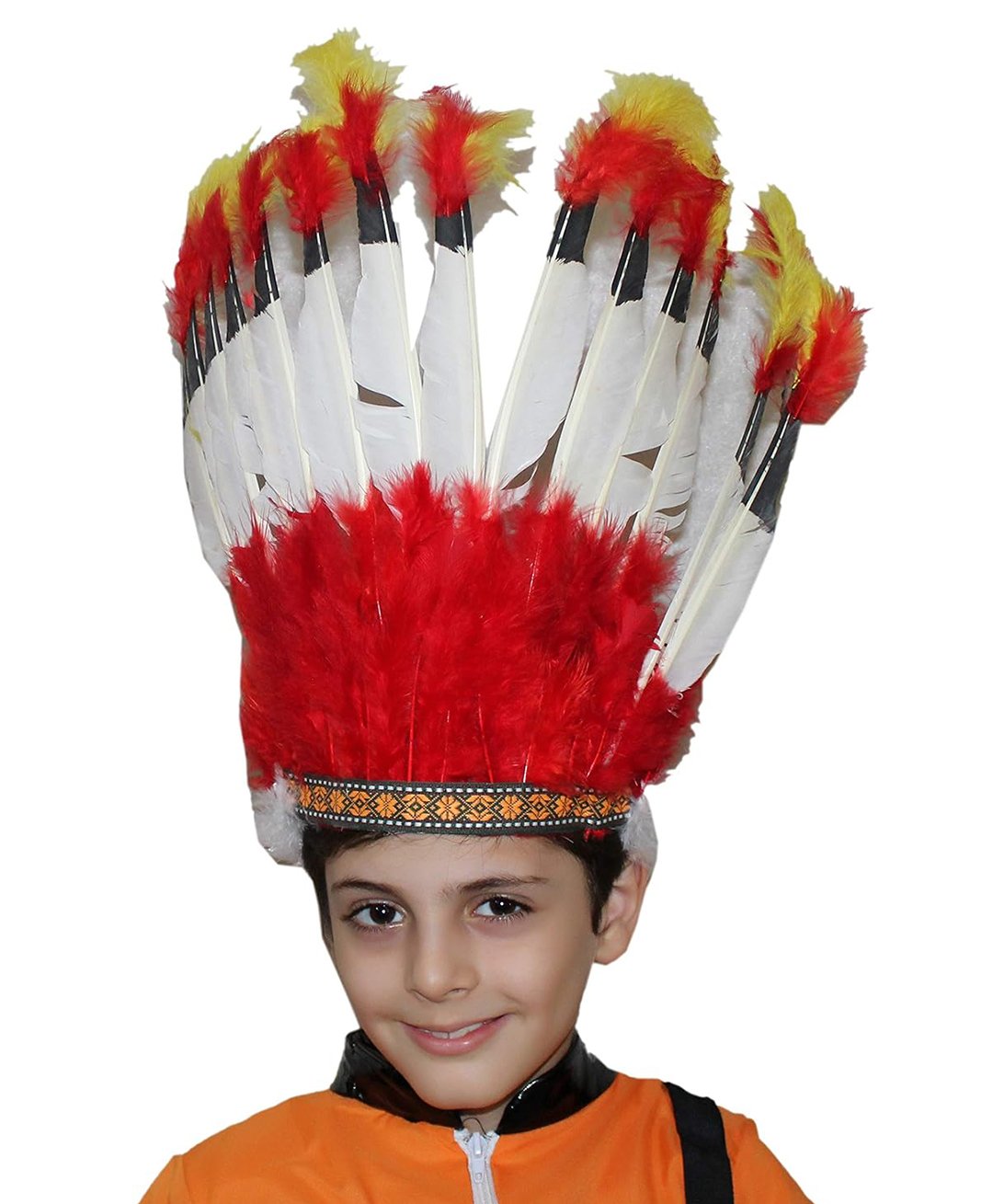 Kaku Fancy Dresses Tribal Style Feather Hairband For Kids Tribal Dance Crown Accessories - Multicolor-image-39