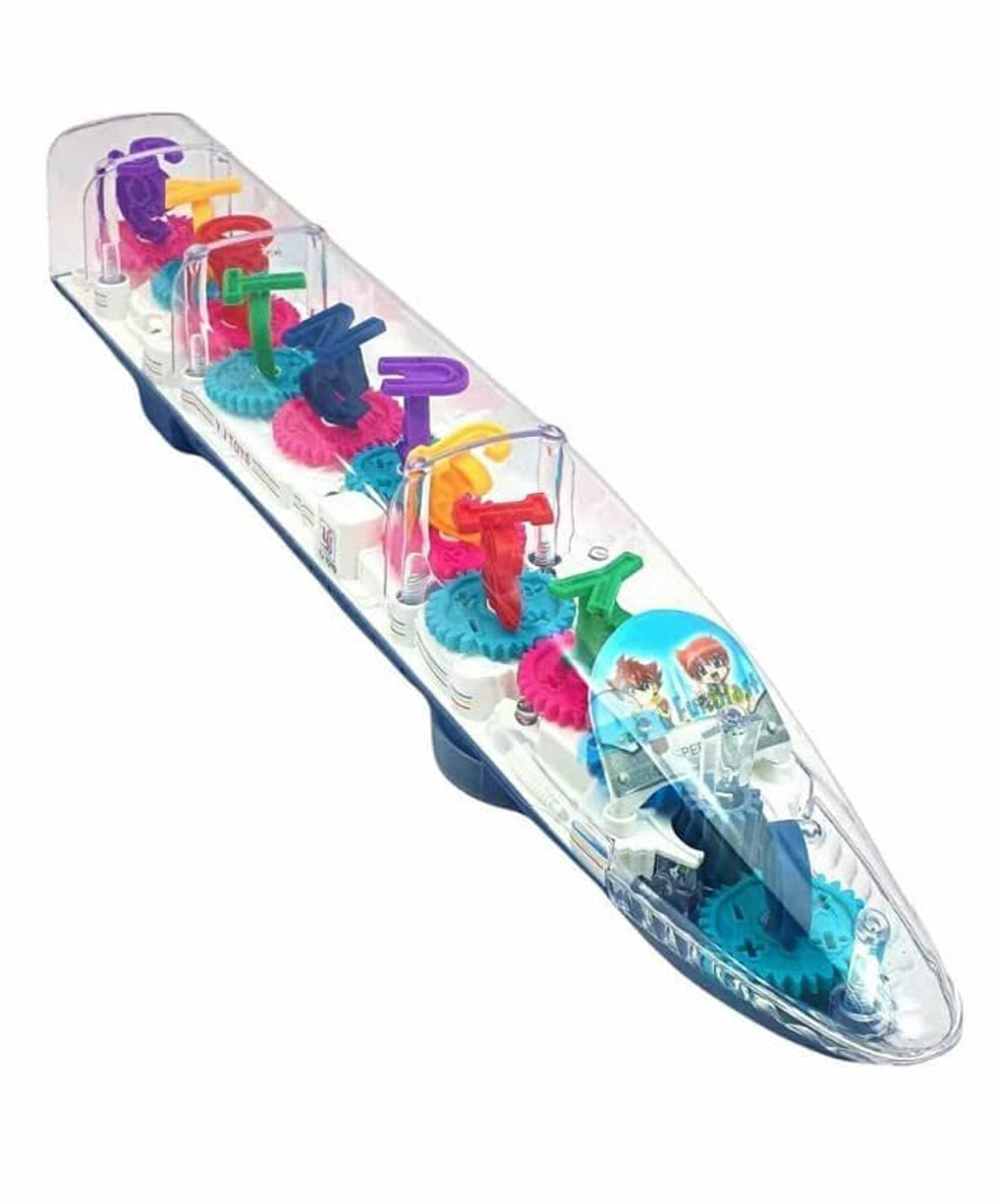 FUNVERSE Transparent 3D Train Toy 360 Degree Rotation, Gear Simulation Mechanical Train Sound and Light Toy-image-33