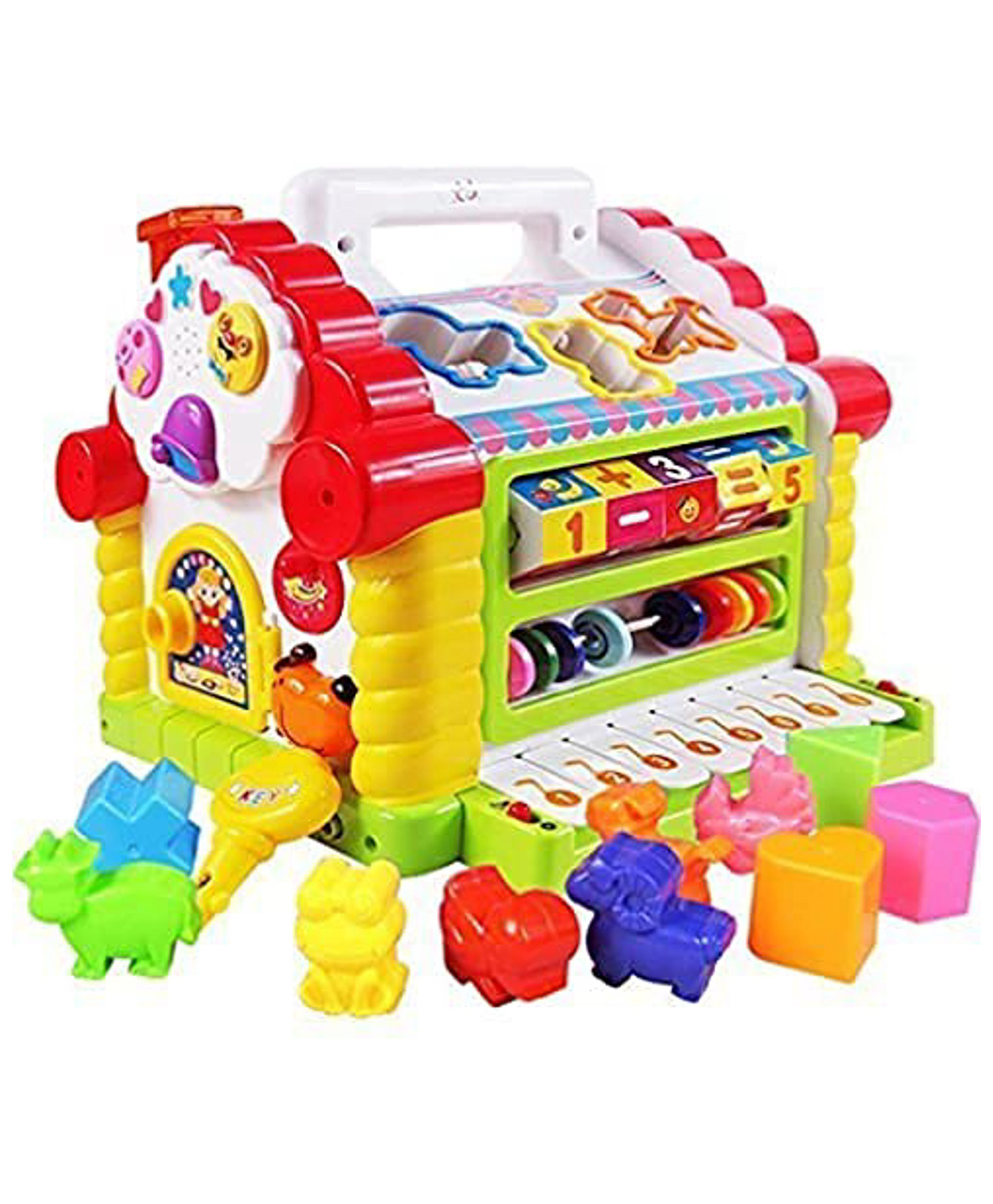 FUNVERSE Baby Toddler Activity Center Musical Activity Cube Play Learning Center Toy Interactive Educational Activity House Multi-Functions with Lights Sounds-image-47