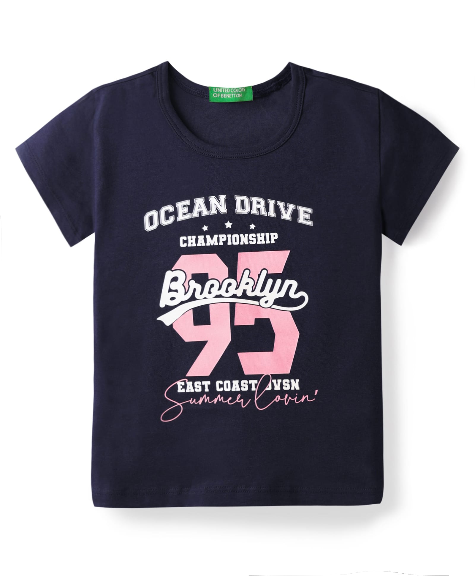 UCB Cotton Knit Half Sleeves T-Shirt with Text Print - Navy Blue-picture-12