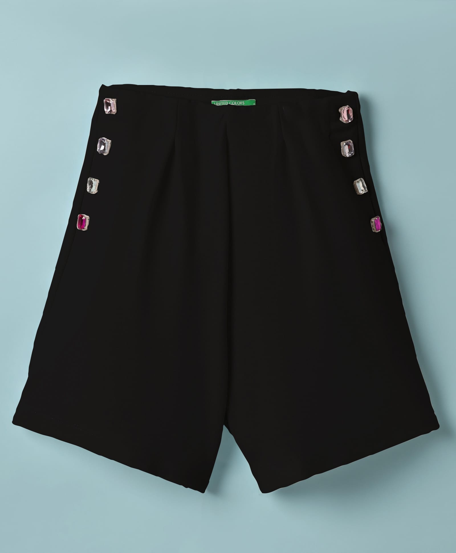 UCB Viscose Cotton Knit Knee Length Solid Colour Shorts - Black-image-16