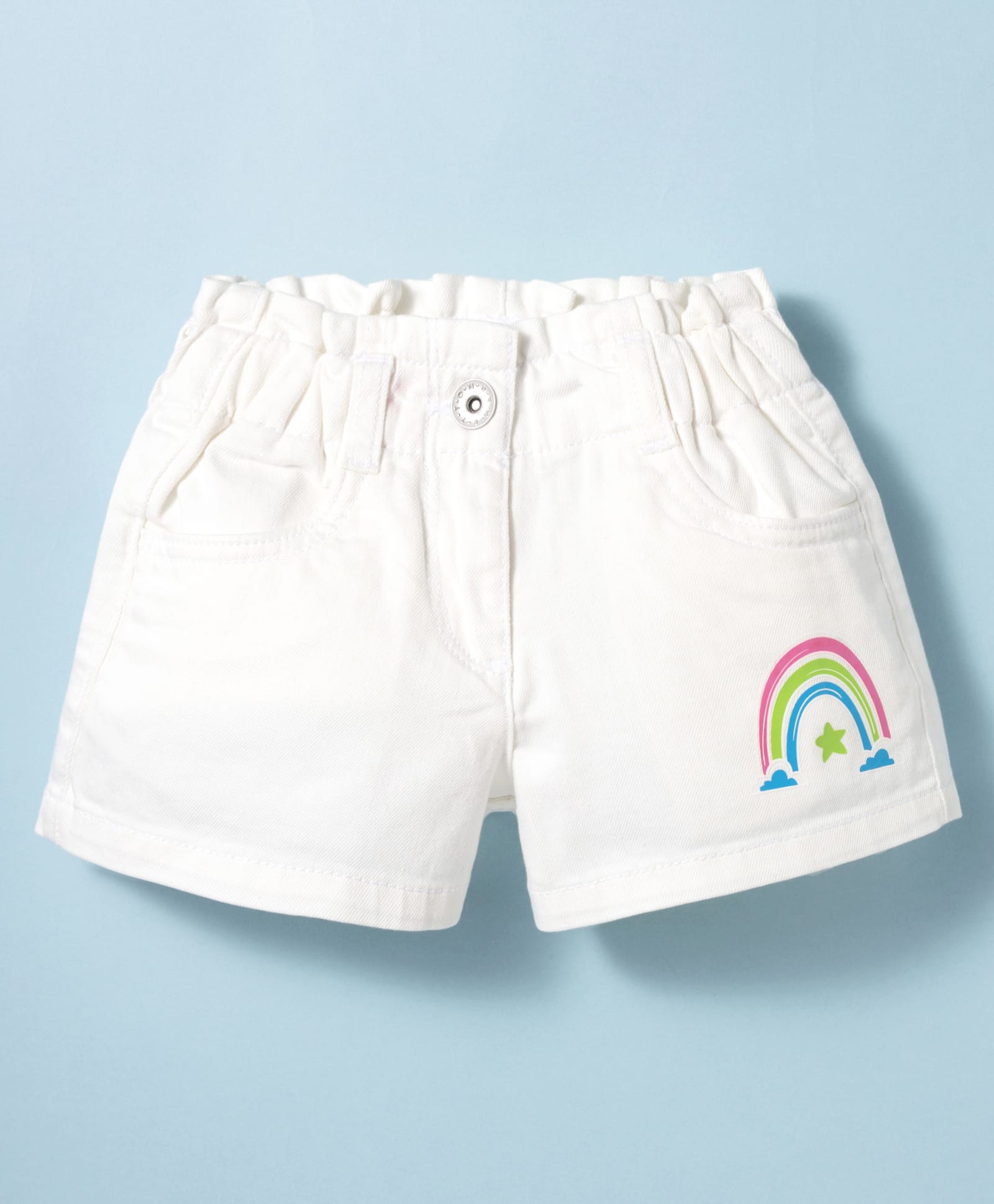 UCB CottonWoven Knee Length Shorts With Rainbow Print - White-picture-25