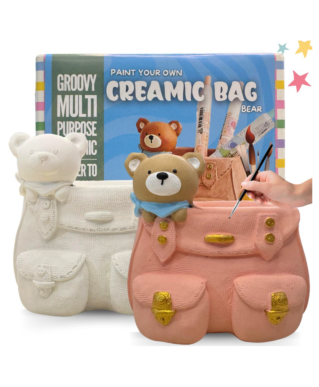 Craftopedia Lets Paint ceramic bag vase - Bear-image-23