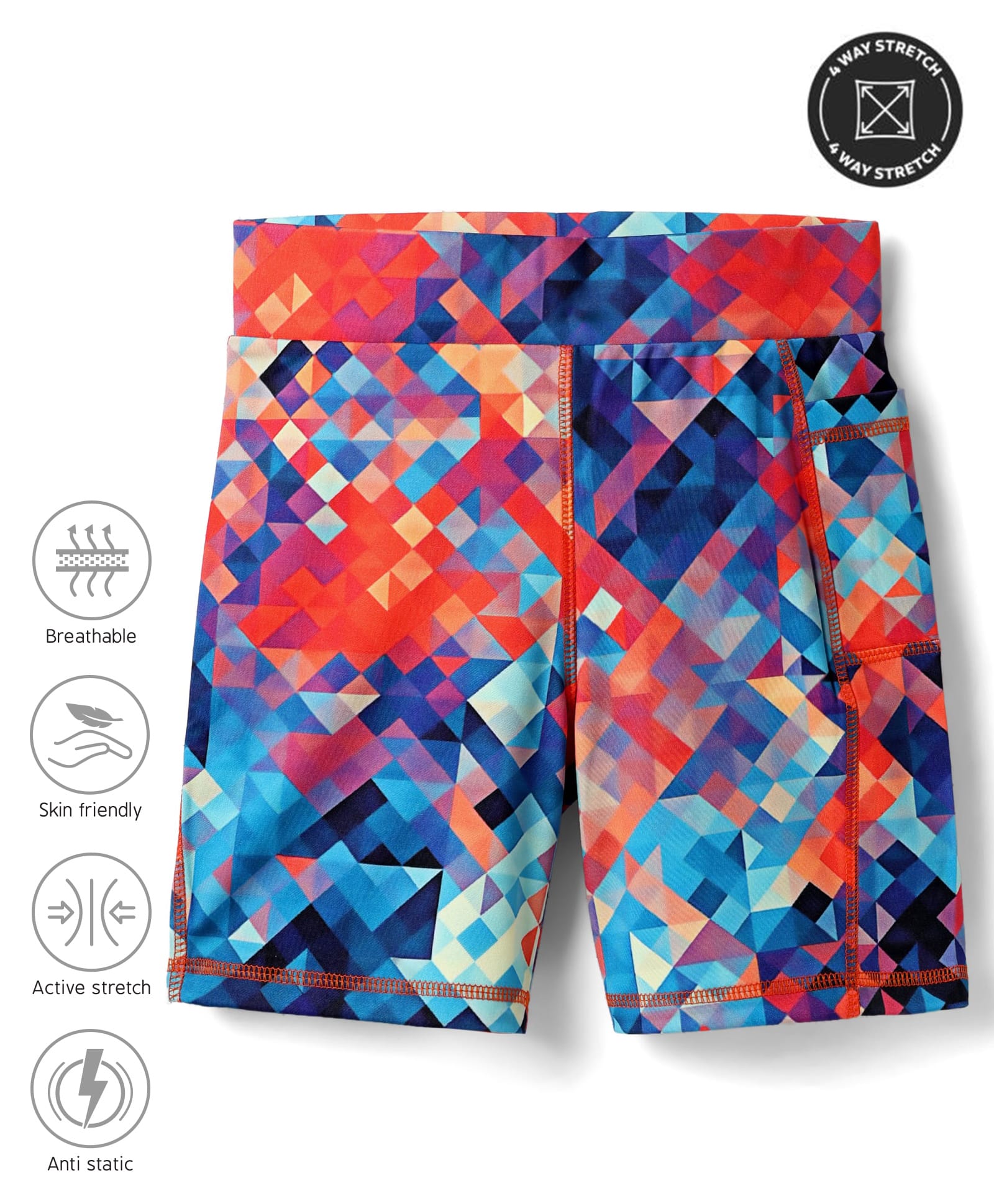 Pine Active Knit Super Stretch Printed Cycling Shorts - Multicolor